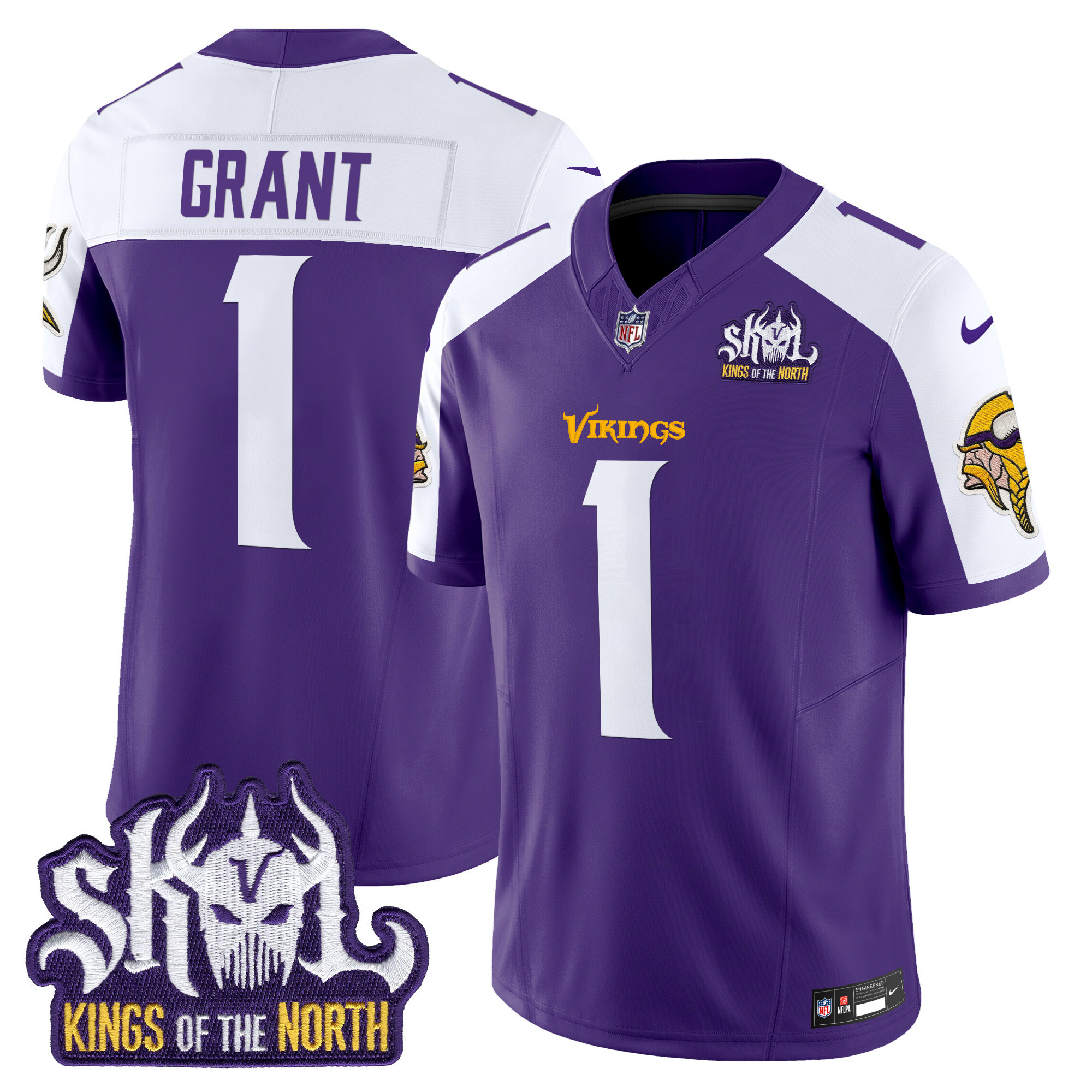 Bud Grant Men's Minnesota Vikings Kings Of The North Patch Vapor Limited Purple Alternate Jersey - All Stitched