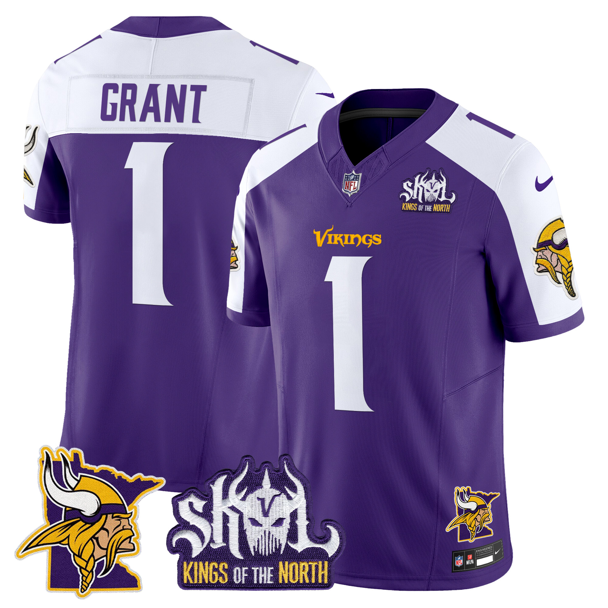 Bud Grant Men's Minnesota Vikings Kings Of The North Patch Vapor Limited Purple Alternate Jersey - All Stitched
