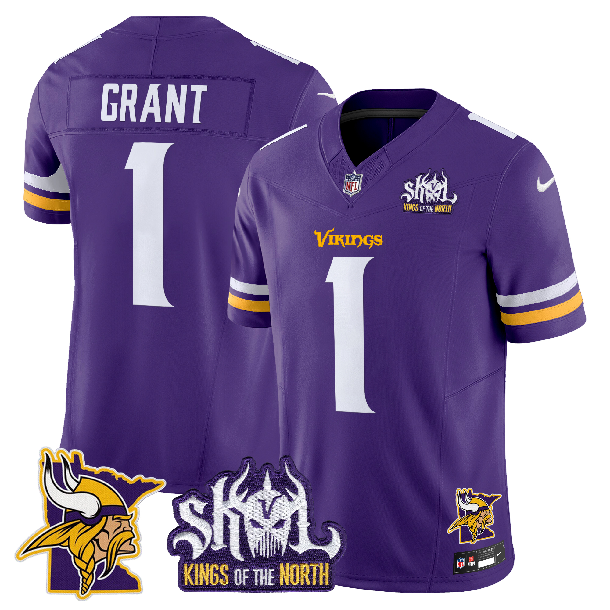 Bud Grant Men's Minnesota Vikings Kings Of The North Patch Vapor Limited Purple Jersey - All Stitched