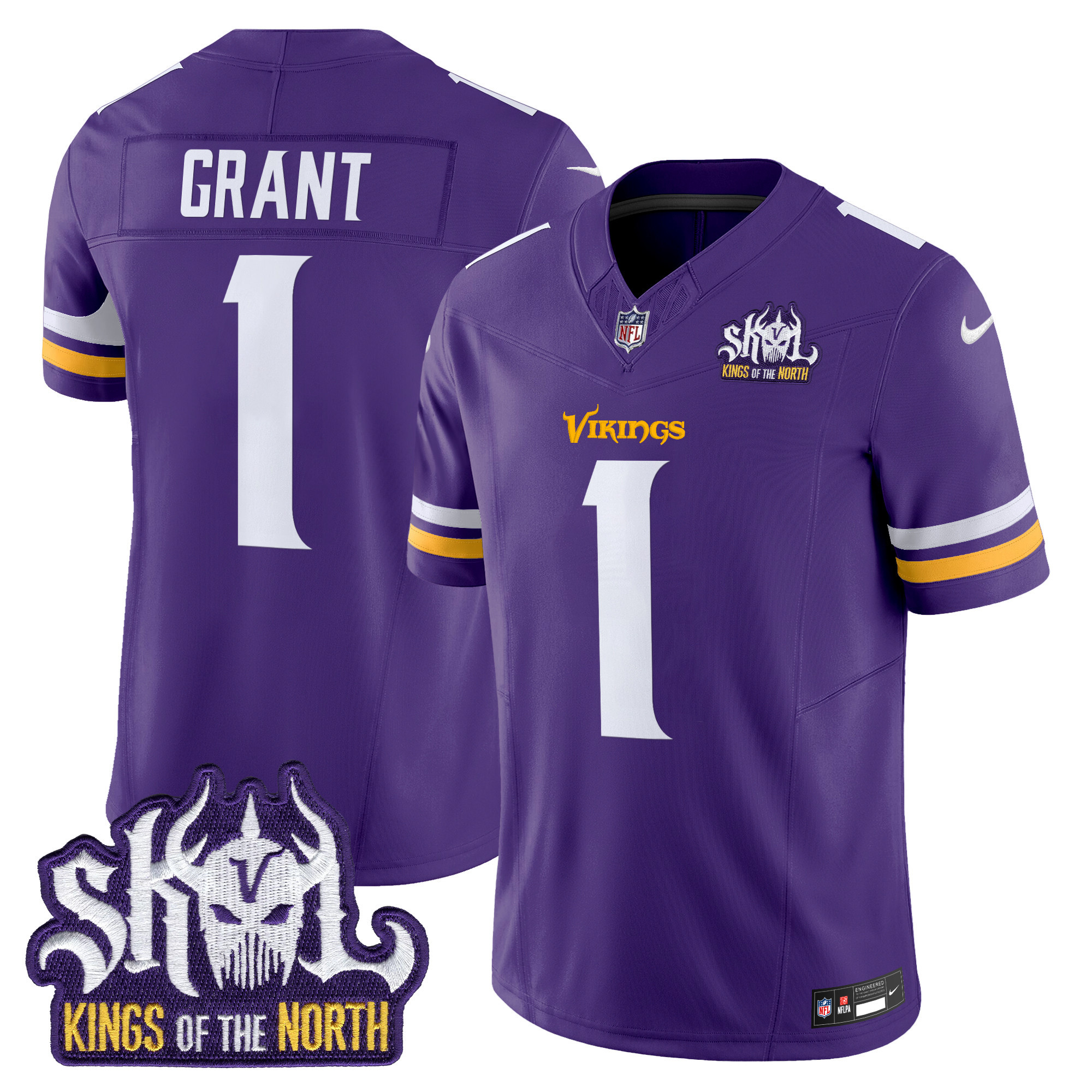 Bud Grant Men's Minnesota Vikings Kings Of The North Patch Vapor Limited Purple Jersey - All Stitched