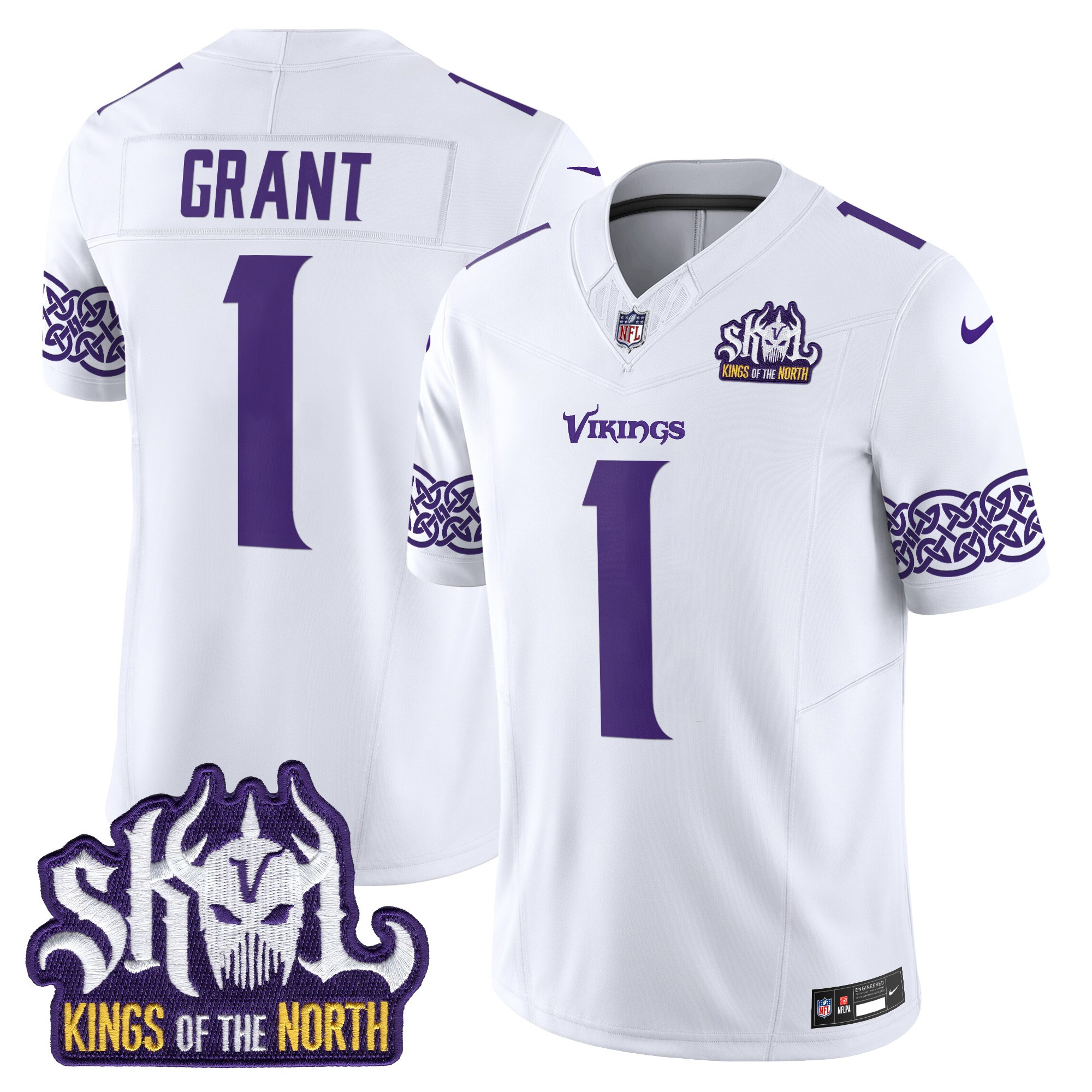 Bud Grant Men's Minnesota Vikings Kings Of The North Patch Vapor Limited White Jersey - All Stitched