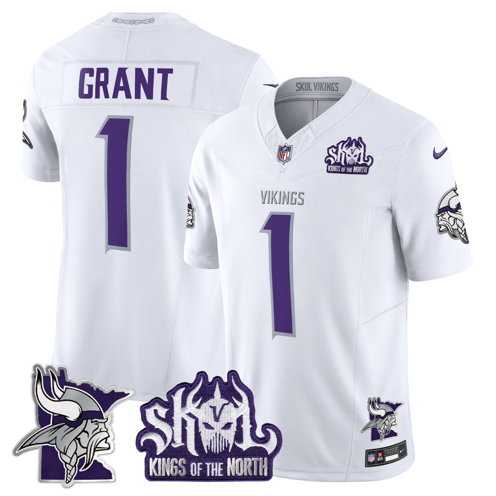 Bud Grant Men's Minnesota Vikings Kings Of The North Patch Vapor Limited Winter Warrior Jersey - All Stitched