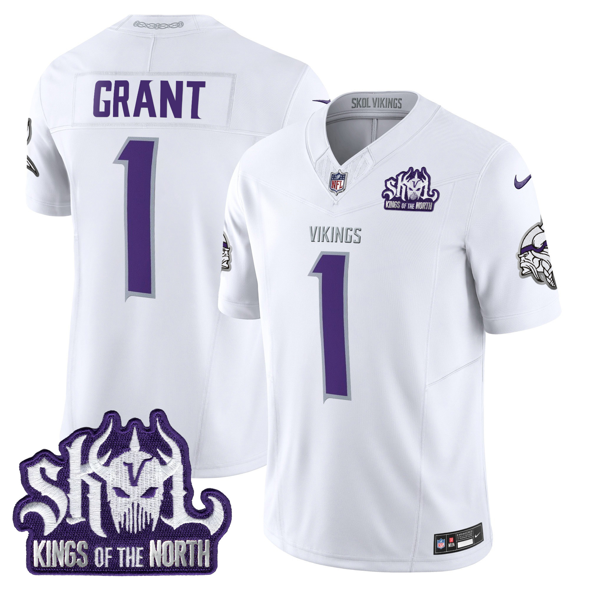 Bud Grant Men's Minnesota Vikings Kings Of The North Patch Vapor Limited Winter Warrior Jersey - All Stitched