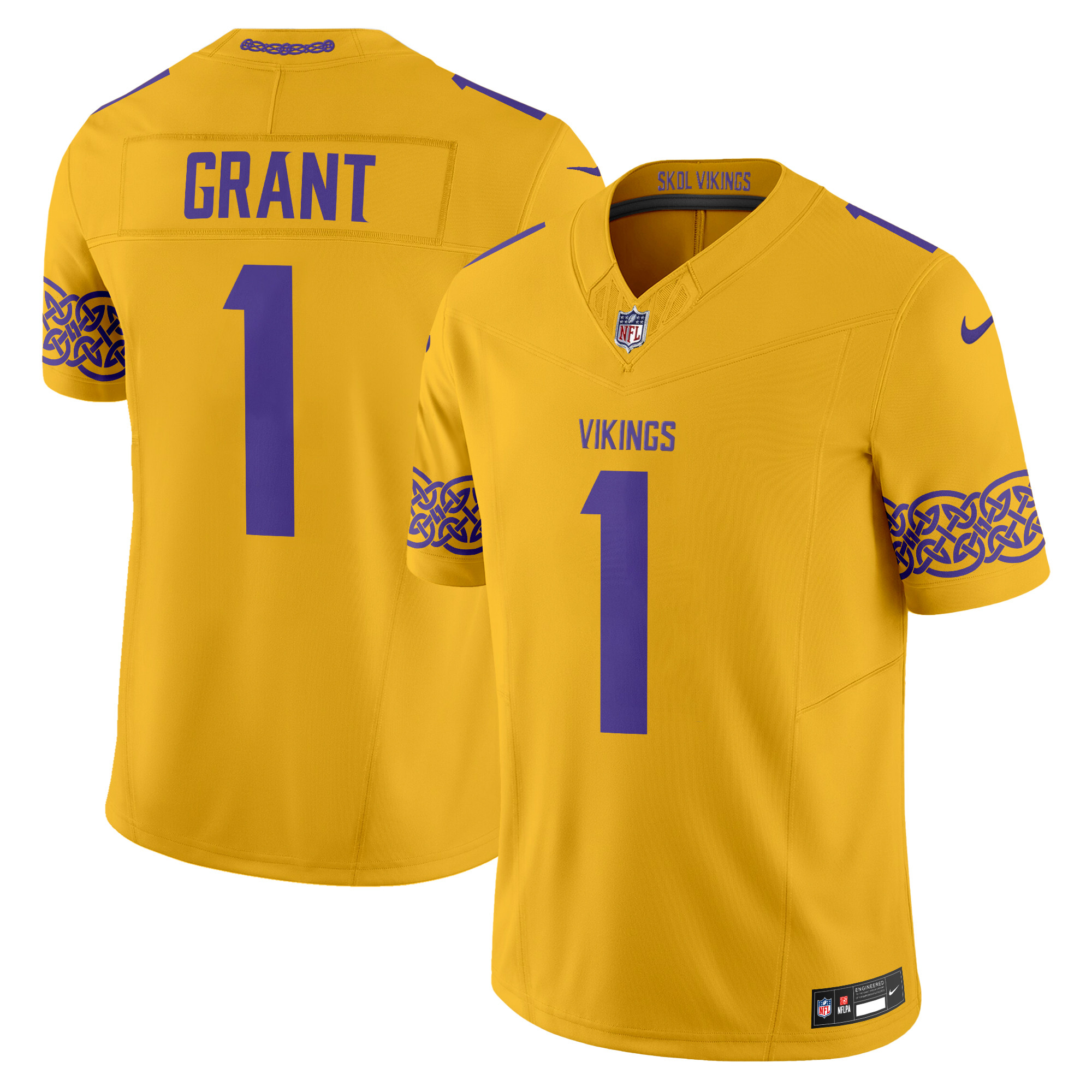 Bud Grant Men's Minnesota Vikings Nordic Pattern Vapor Limited Gold Jersey - All Stitched