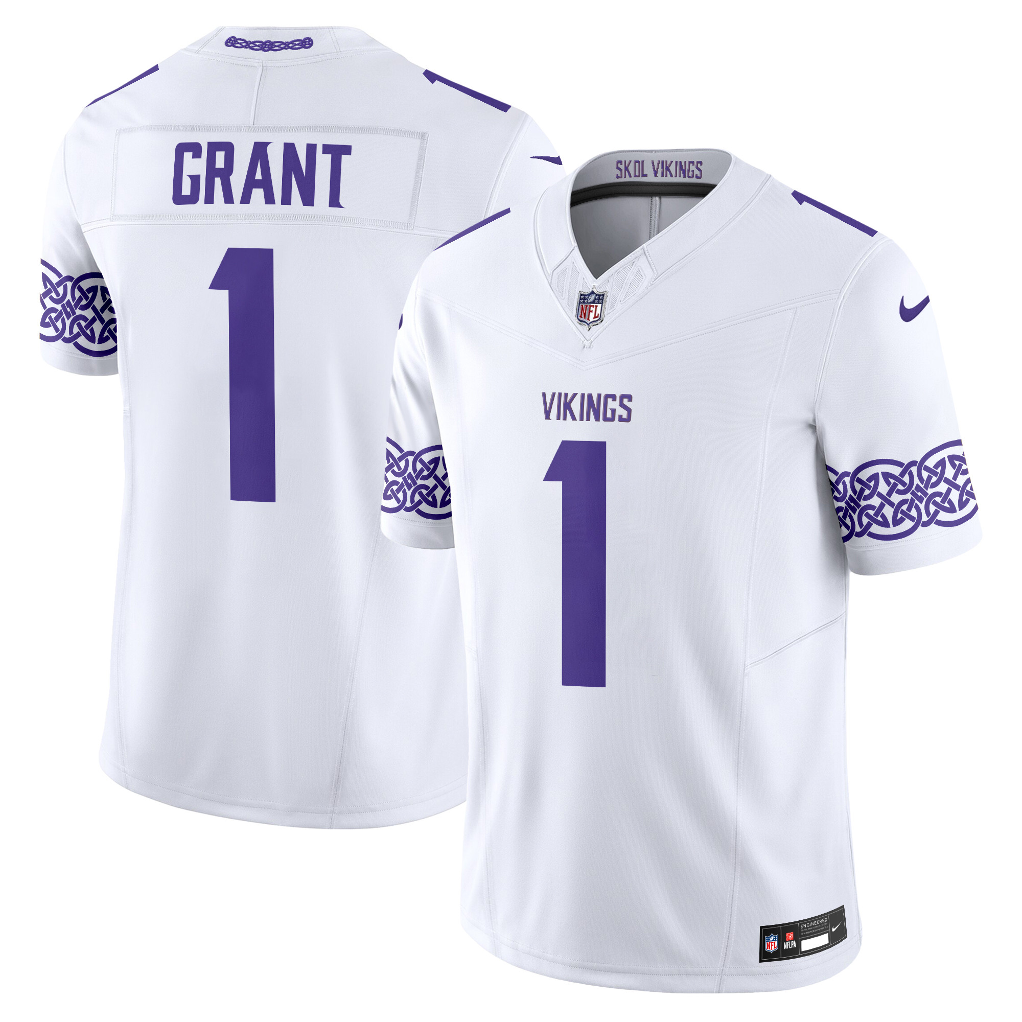 Bud Grant Men's Minnesota Vikings Nordic Pattern Vapor Limited White Jersey - All Stitched