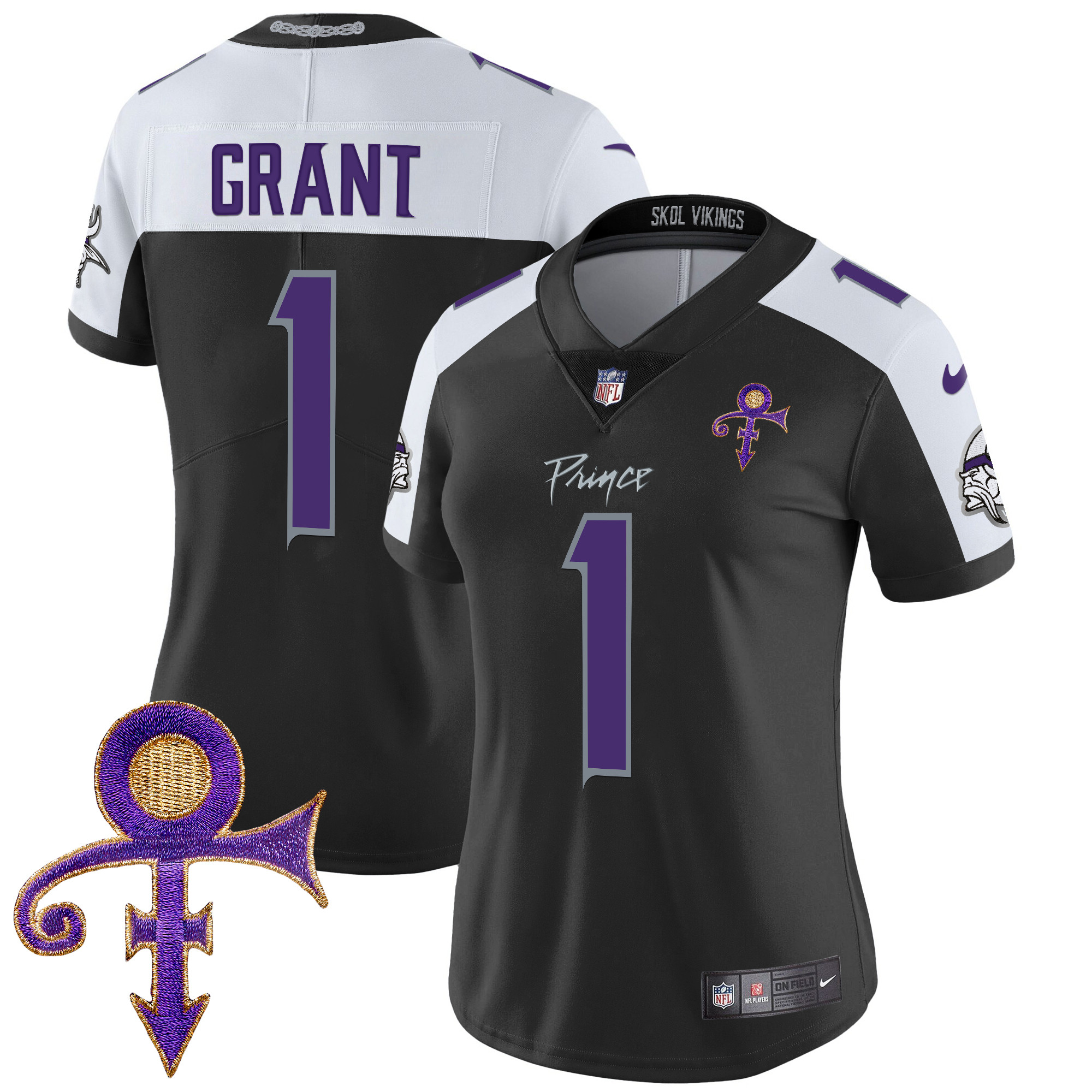 Bud Grant Women's Minnesota Vikings 2024 Prince Vapor Limited Black Alternate Jersey - All Stitched