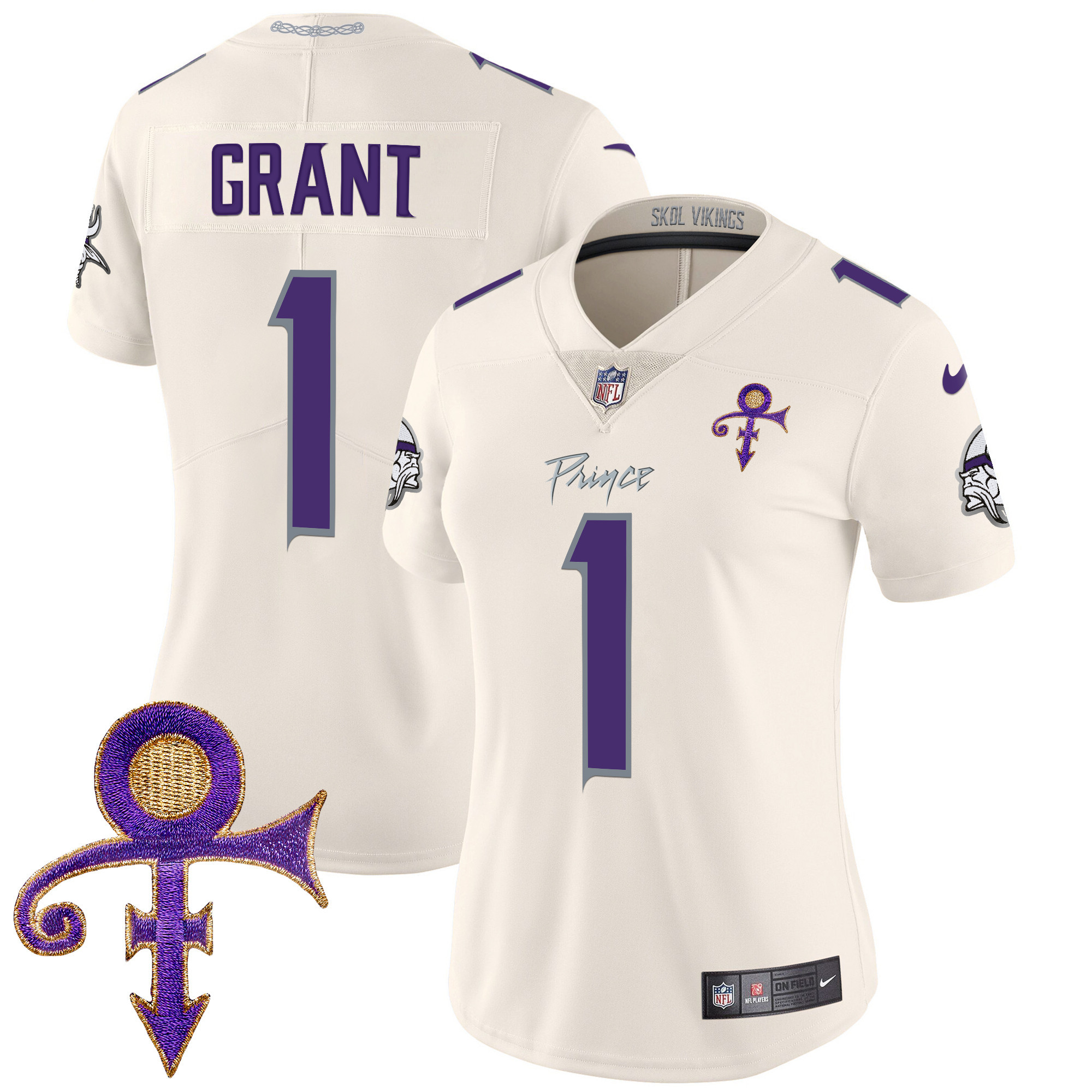 Bud Grant Women's Minnesota Vikings 2024 Prince Vapor Limited Cream Jersey - All Stitched