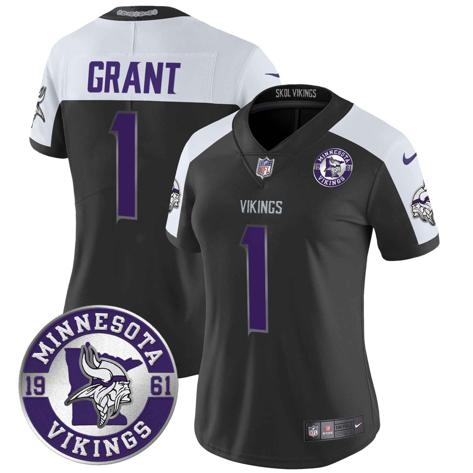 Bud Grant Women's Minnesota Vikings 2024 Vapor Limited Black Alternate Jersey - All Stitched