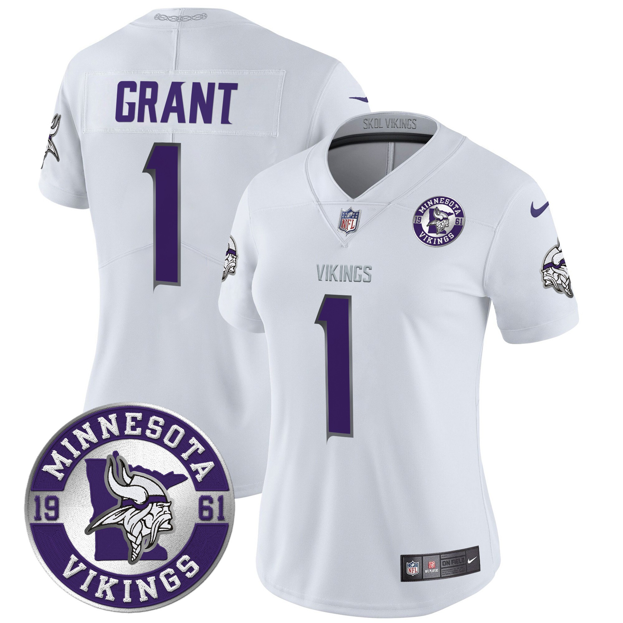 Bud Grant Women's Minnesota Vikings 2024 Vapor Limited White Limited Jersey - All Stitched