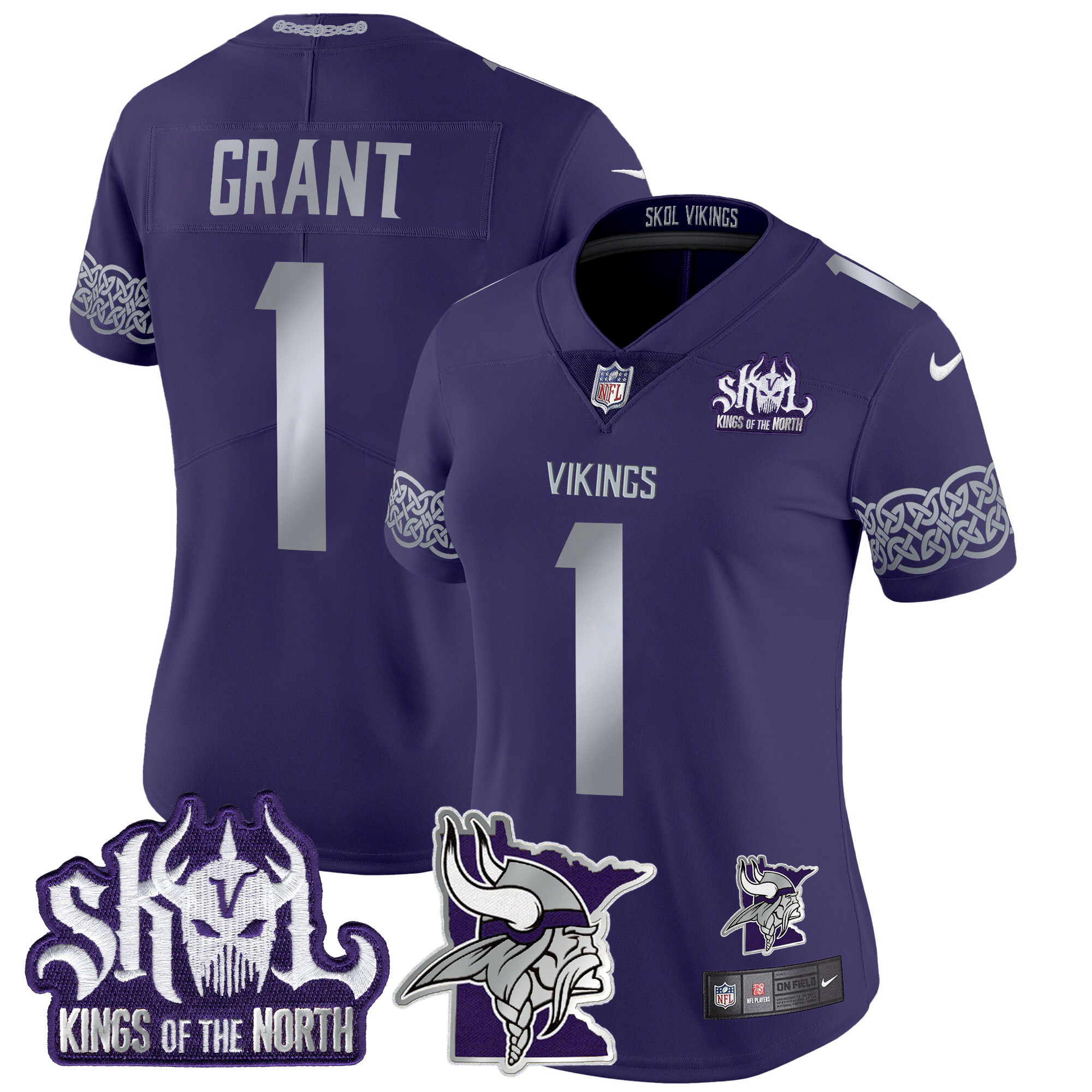 Bud Grant Women's Minnesota Vikings 2024 Winter Warrior Skol Patch Vapor Limited Purple Jersey - All Stitched