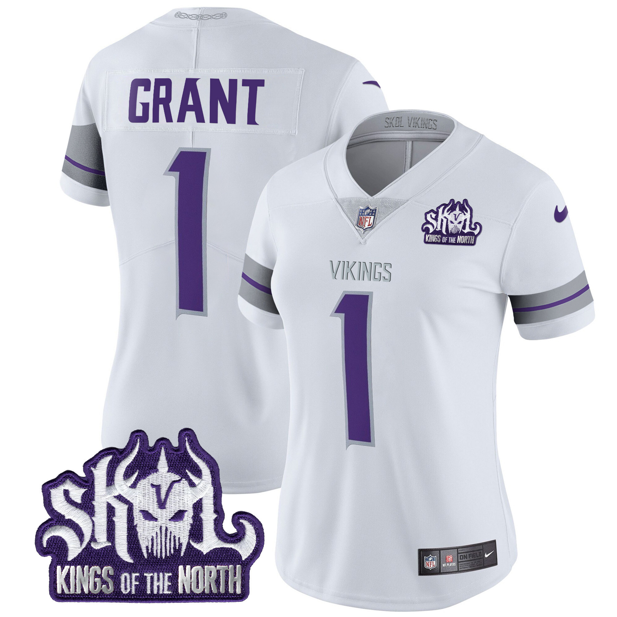 Bud Grant Women's Minnesota Vikings 2024 Winter Warrior Skol Patch Vapor Limited White Jersey - All Stitched