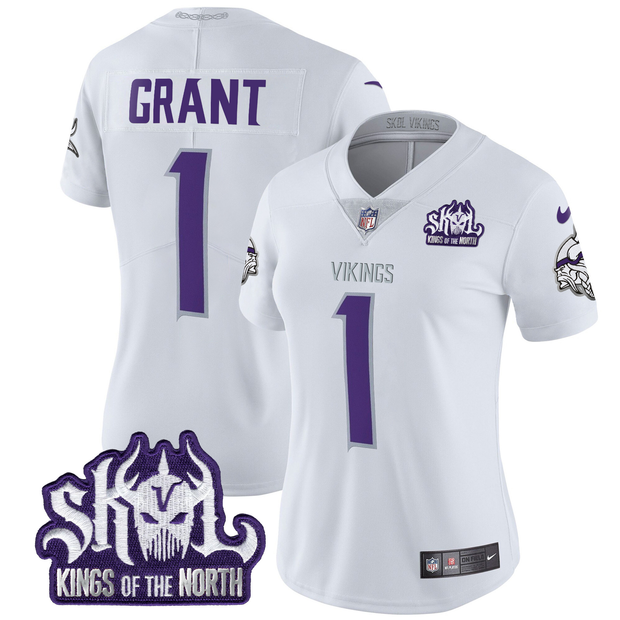 Bud Grant Women's Minnesota Vikings 2024 Winter Warrior Skol Patch Vapor Limited White Limited Jersey - All Stitched