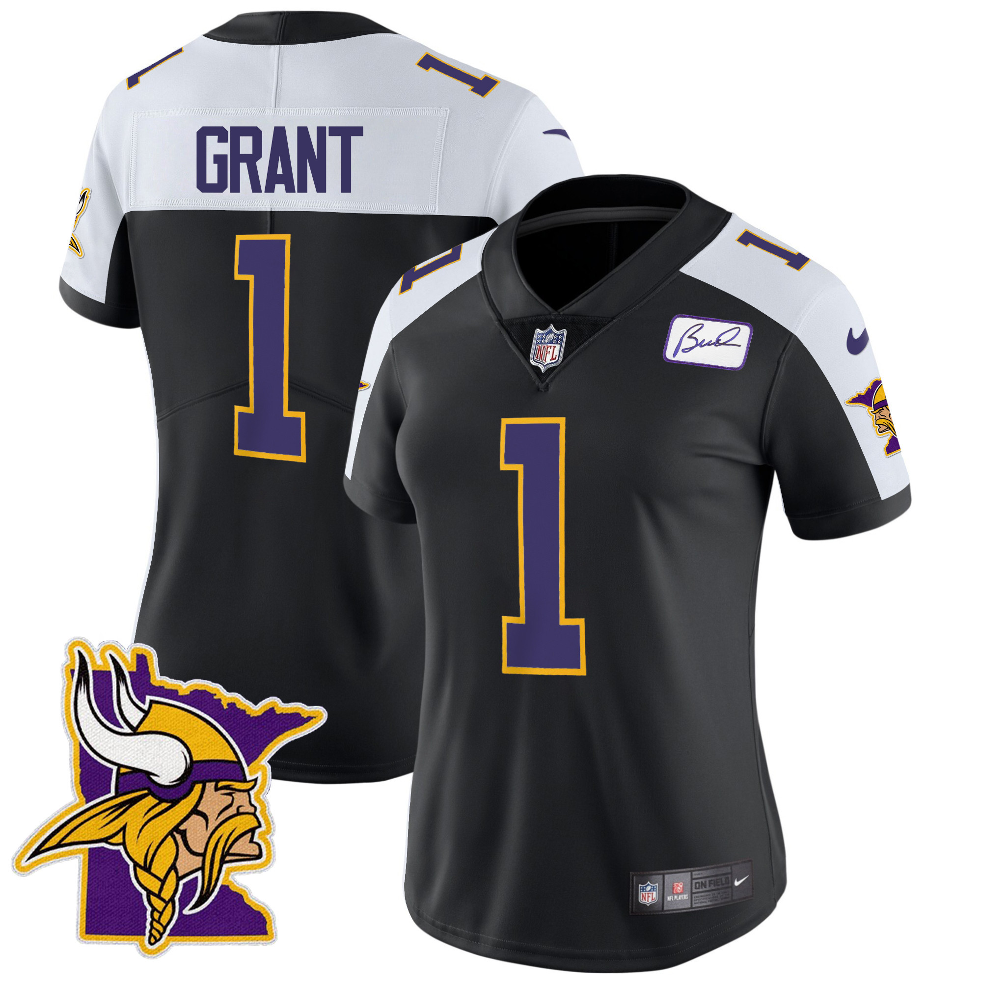 Bud Grant Women's Minnesota Vikings Bud Grant Patch Classic Limited Black Alternate Jersey - All Stitched