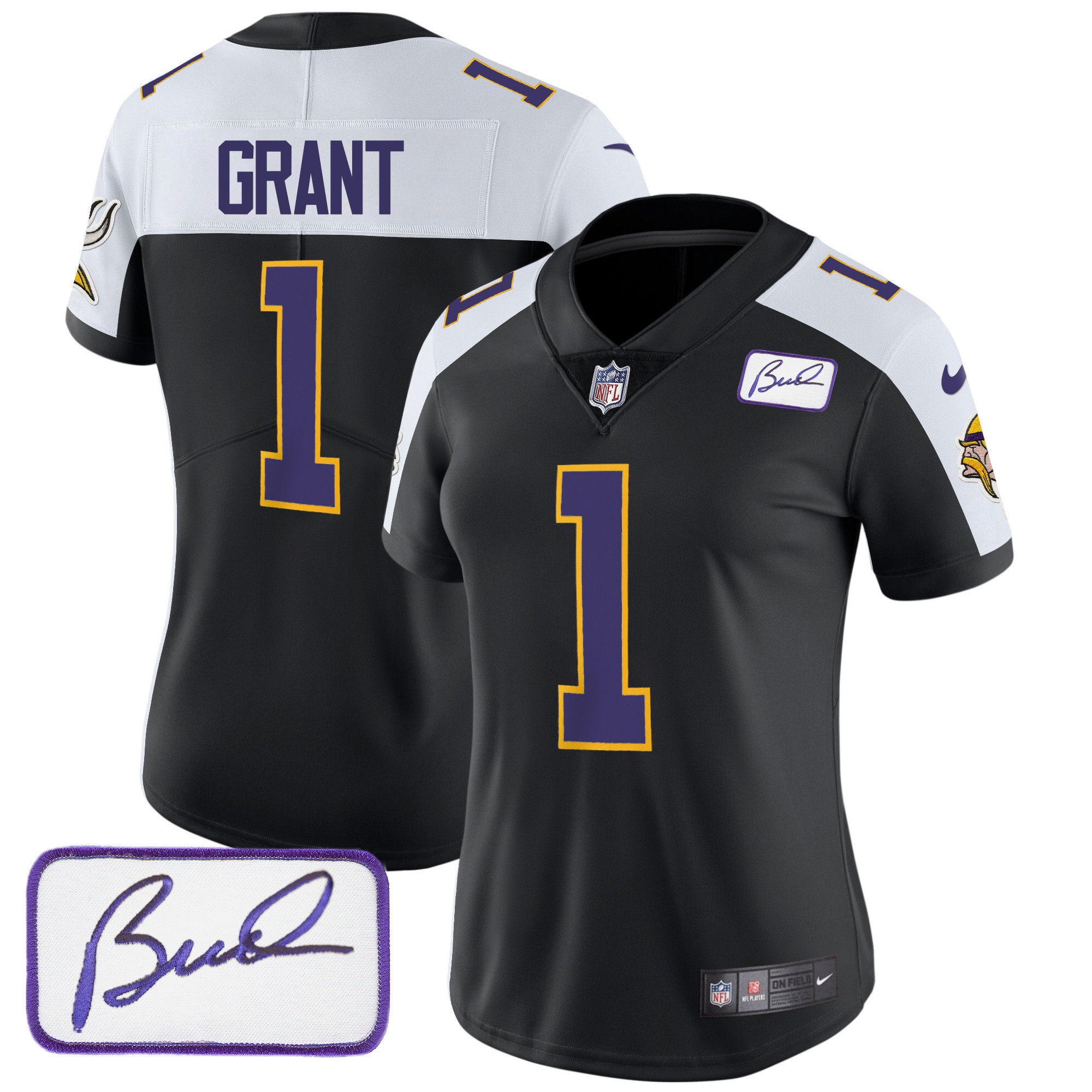 Bud Grant Women's Minnesota Vikings Bud Grant Patch Classic Limited Black Alternate Jersey - All Stitched