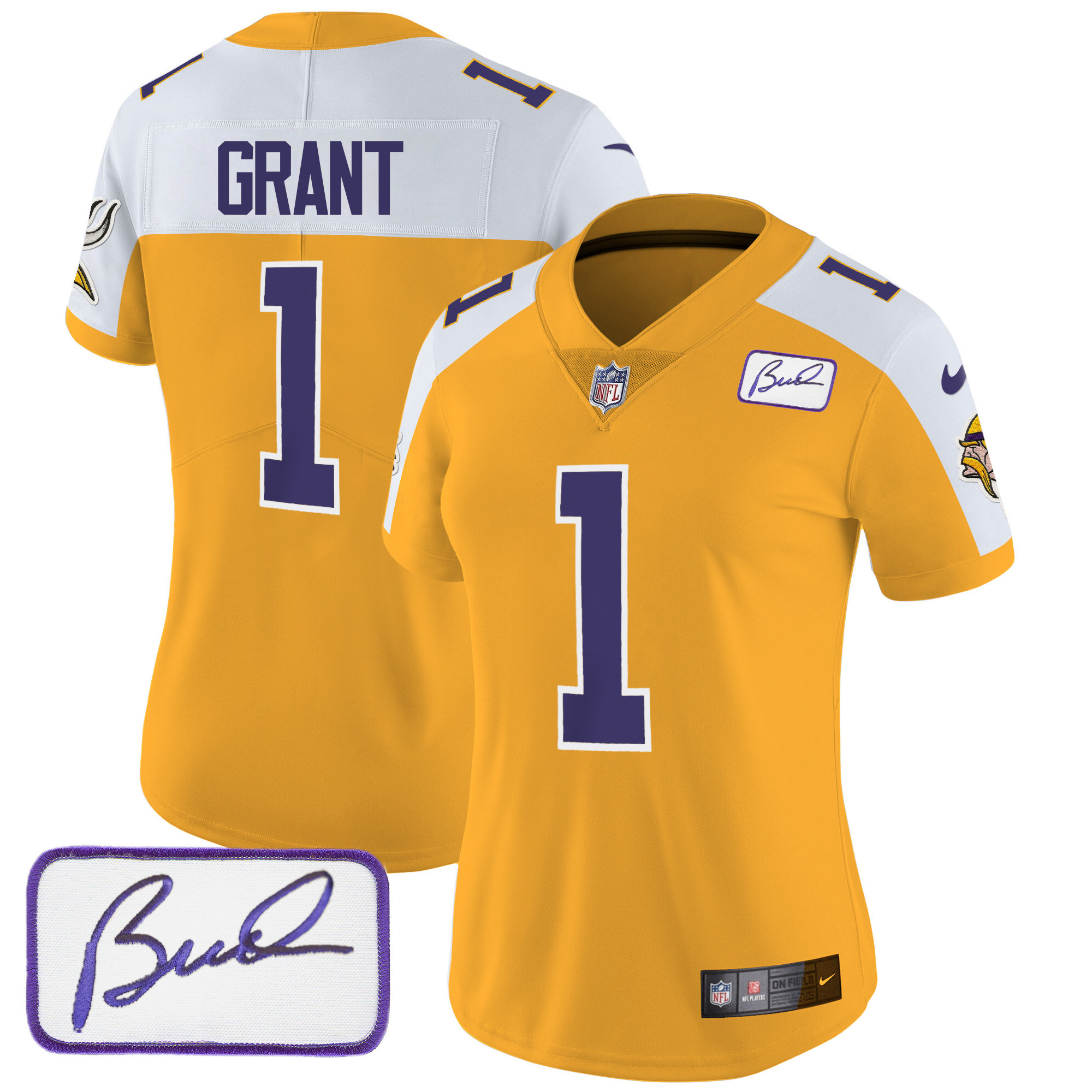 Bud Grant Women's Minnesota Vikings Bud Grant Patch Classic Limited Gold Alternate Jersey - All Stitched