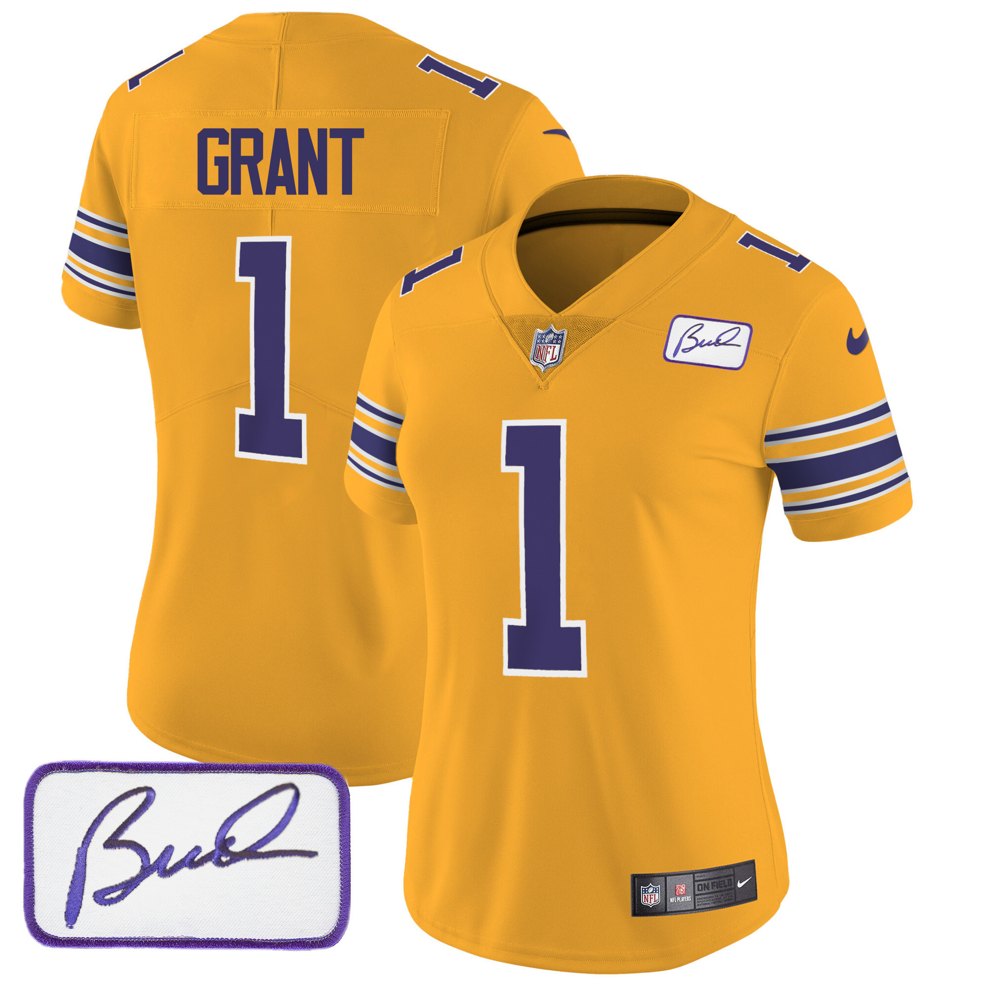 Bud Grant Women's Minnesota Vikings Bud Grant Patch Classic Limited Gold Jersey - All Stitched