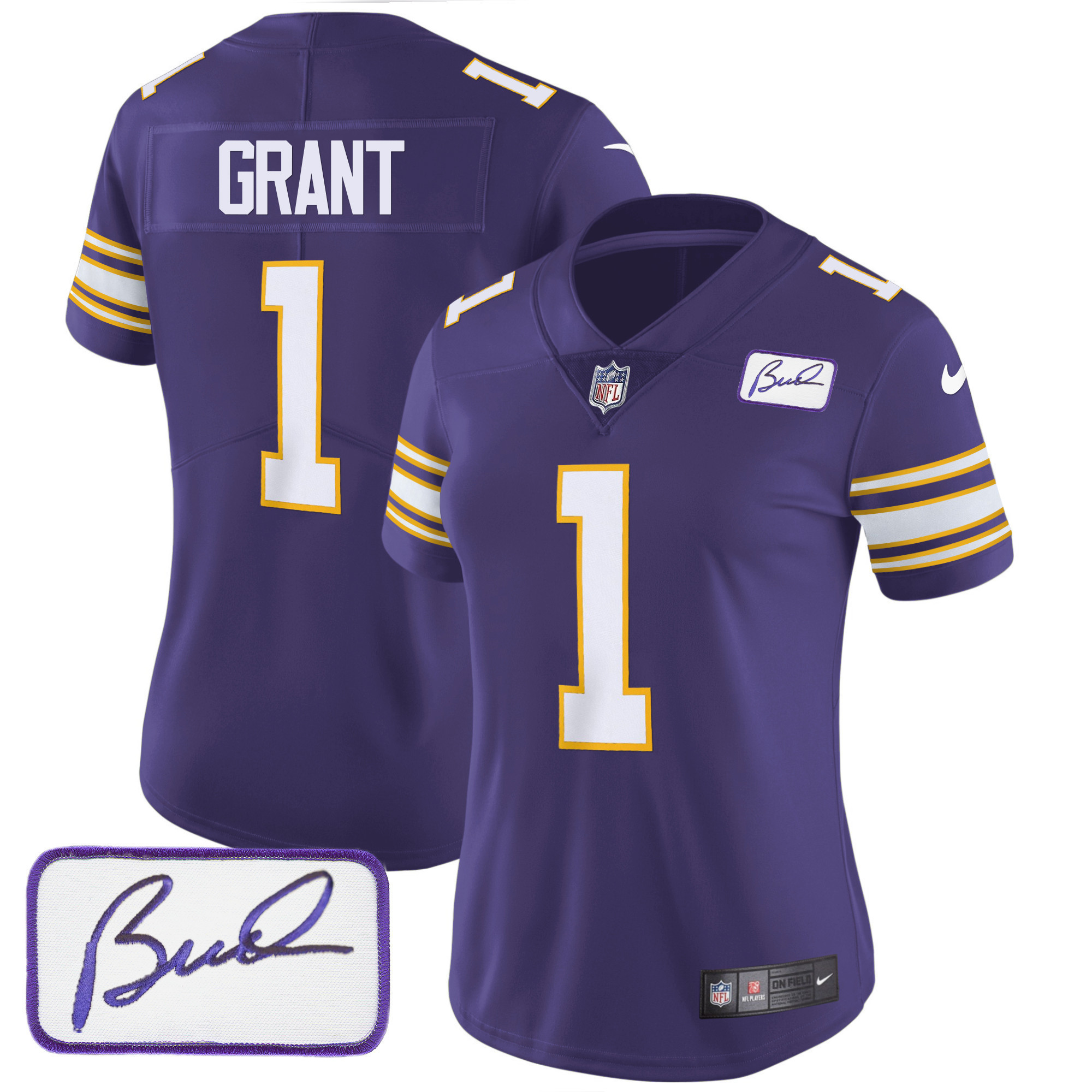 Bud Grant Women's Minnesota Vikings Bud Grant Patch Classic Limited Purple Jersey - All Stitched
