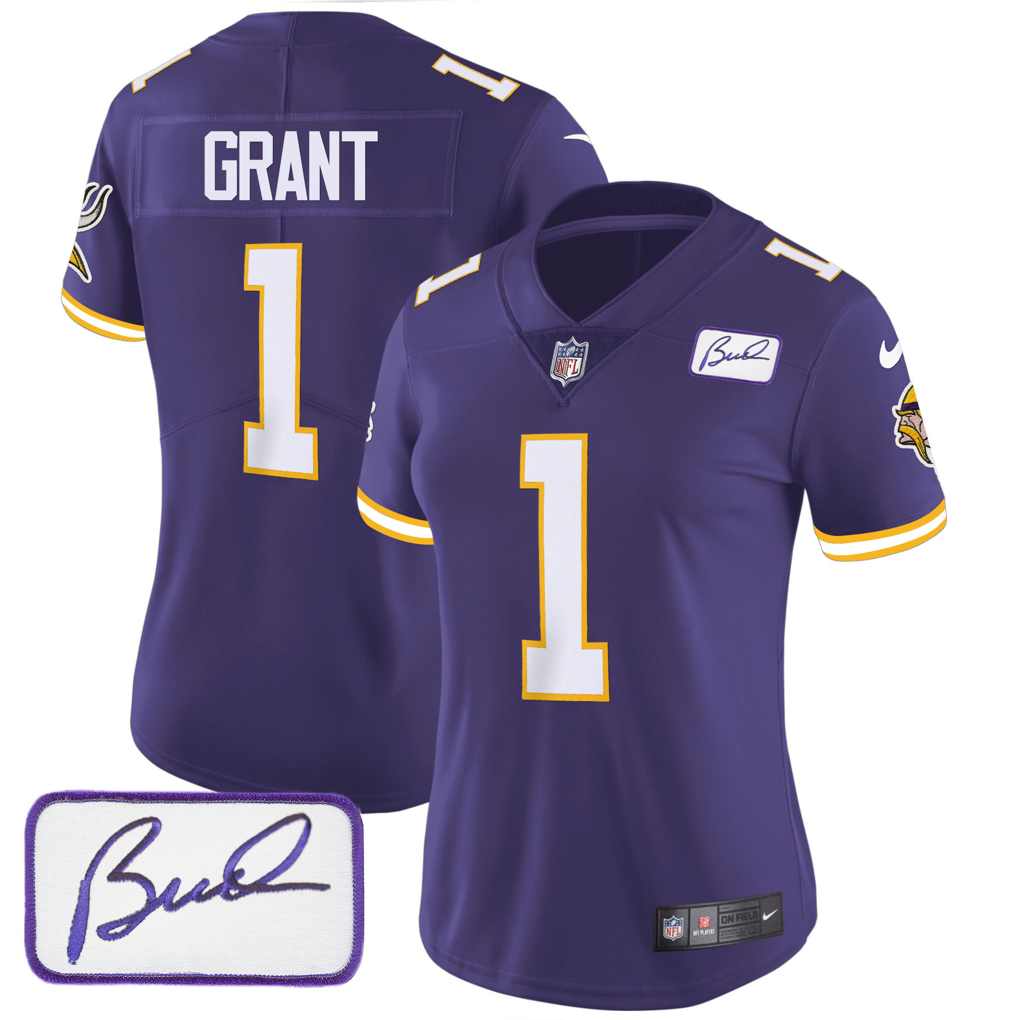 Bud Grant Women's Minnesota Vikings Bud Grant Patch Classic Limited Purple Jersey - All Stitched