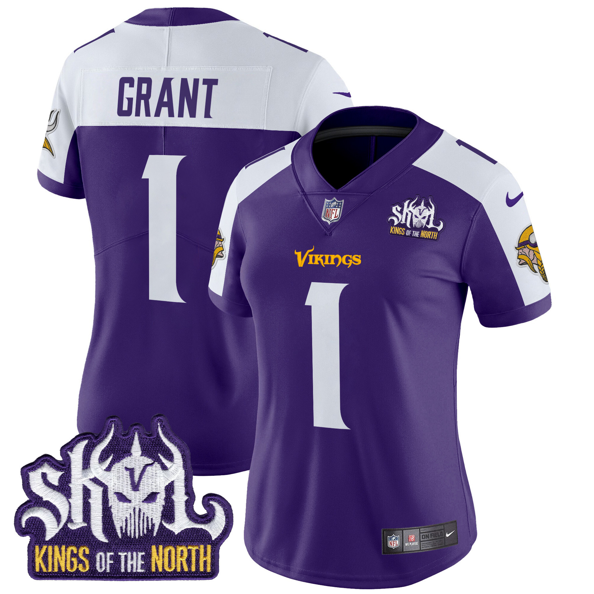 Bud Grant Women's Minnesota Vikings Kings Of The North Patch Vapor Limited Purple Alternate Jersey - All Stitched