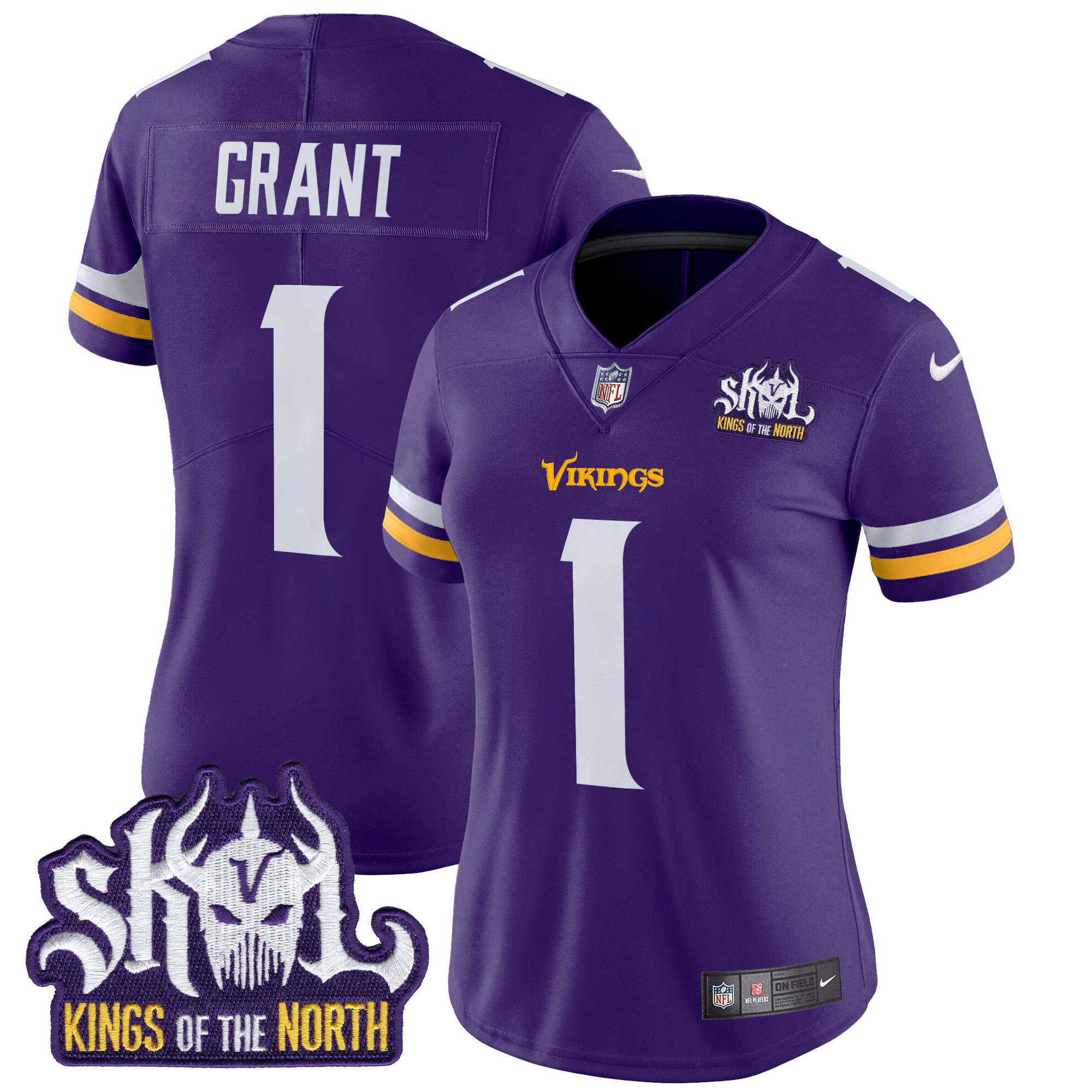 Bud Grant Women's Minnesota Vikings Kings Of The North Patch Vapor Limited Purple Jersey - All Stitched