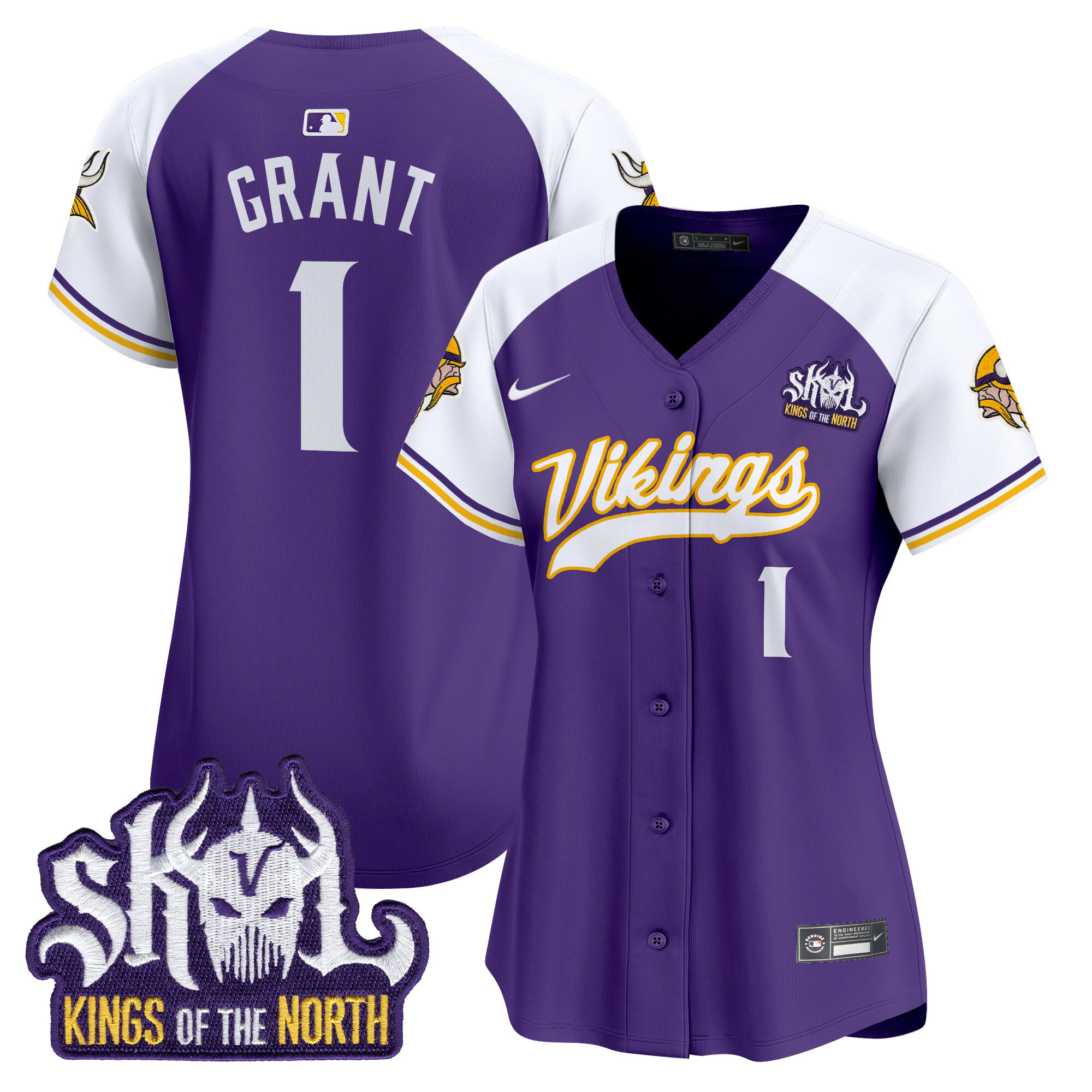 Bud Grant Women's Minnesota Vikings Kings Of The North Patch Vapor Premier Limited Purple Alternate Jersey - All Stitched