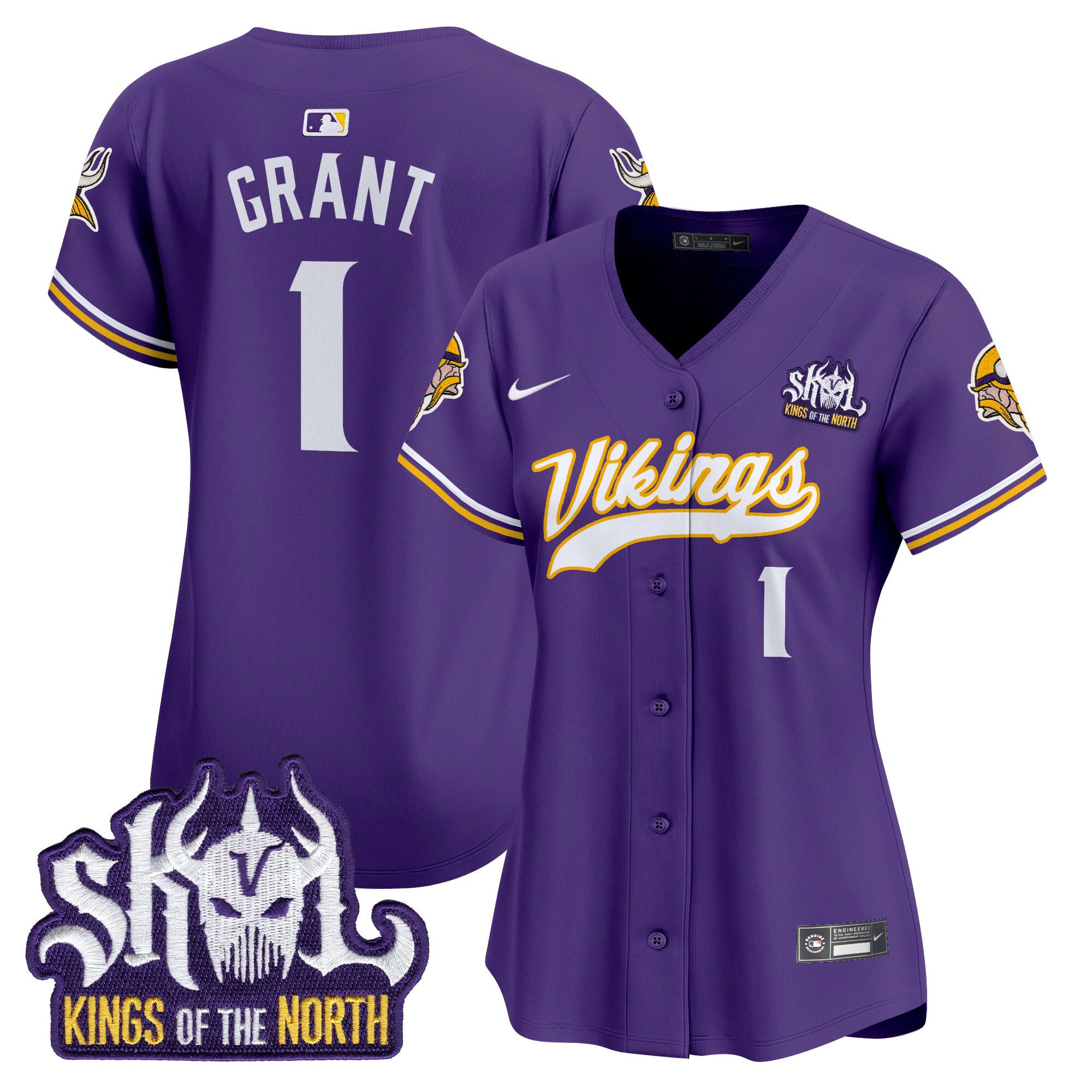 Bud Grant Women's Minnesota Vikings Kings Of The North Patch Vapor Premier Limited Purple Jersey - All Stitched