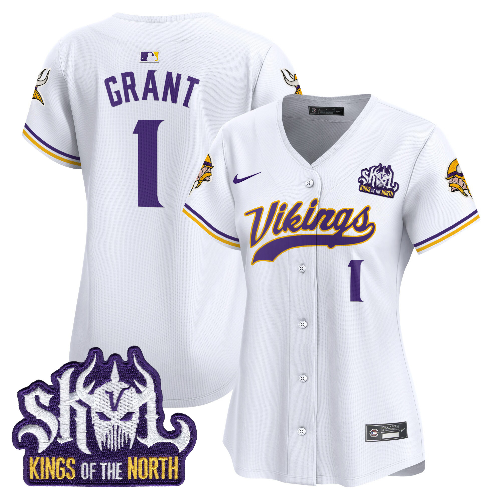 Bud Grant Women's Minnesota Vikings Kings Of The North Patch Vapor Premier Limited White Jersey - All Stitched