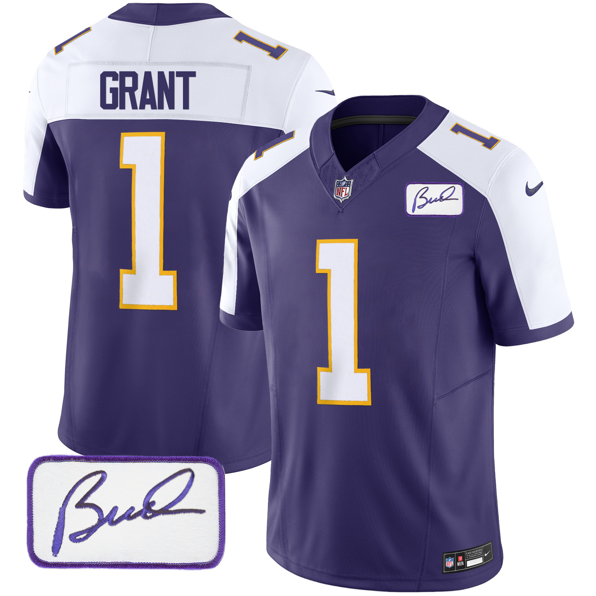 Bud Grant Youth's Minnesota Vikings Bud Grant Patch Classic Limited Alternate Jersey - All Stitched