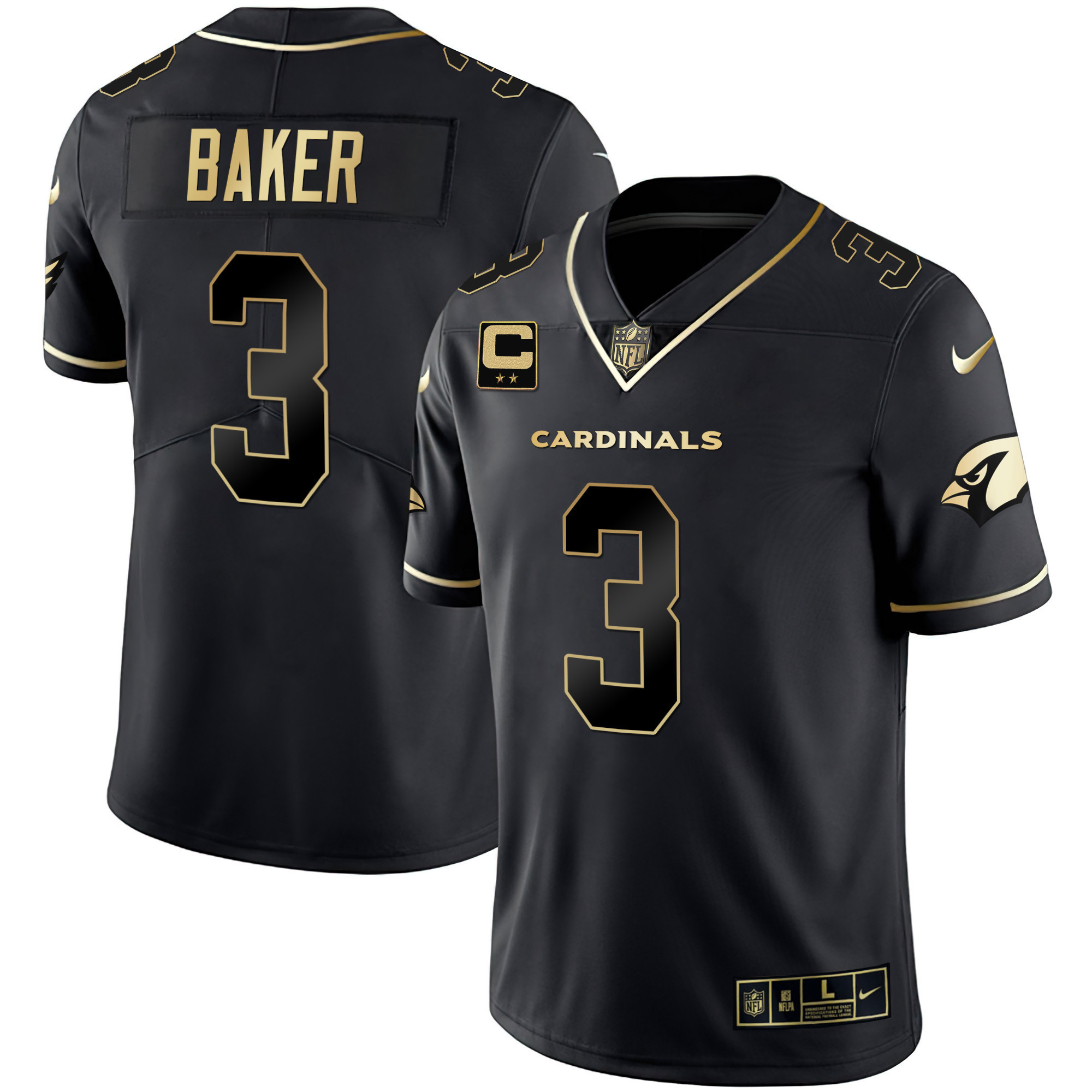 Budda Baker Men's Arizona Cardinals Black Gold & White Gold Vapor Limited Black Gold Jersey - All Stitched