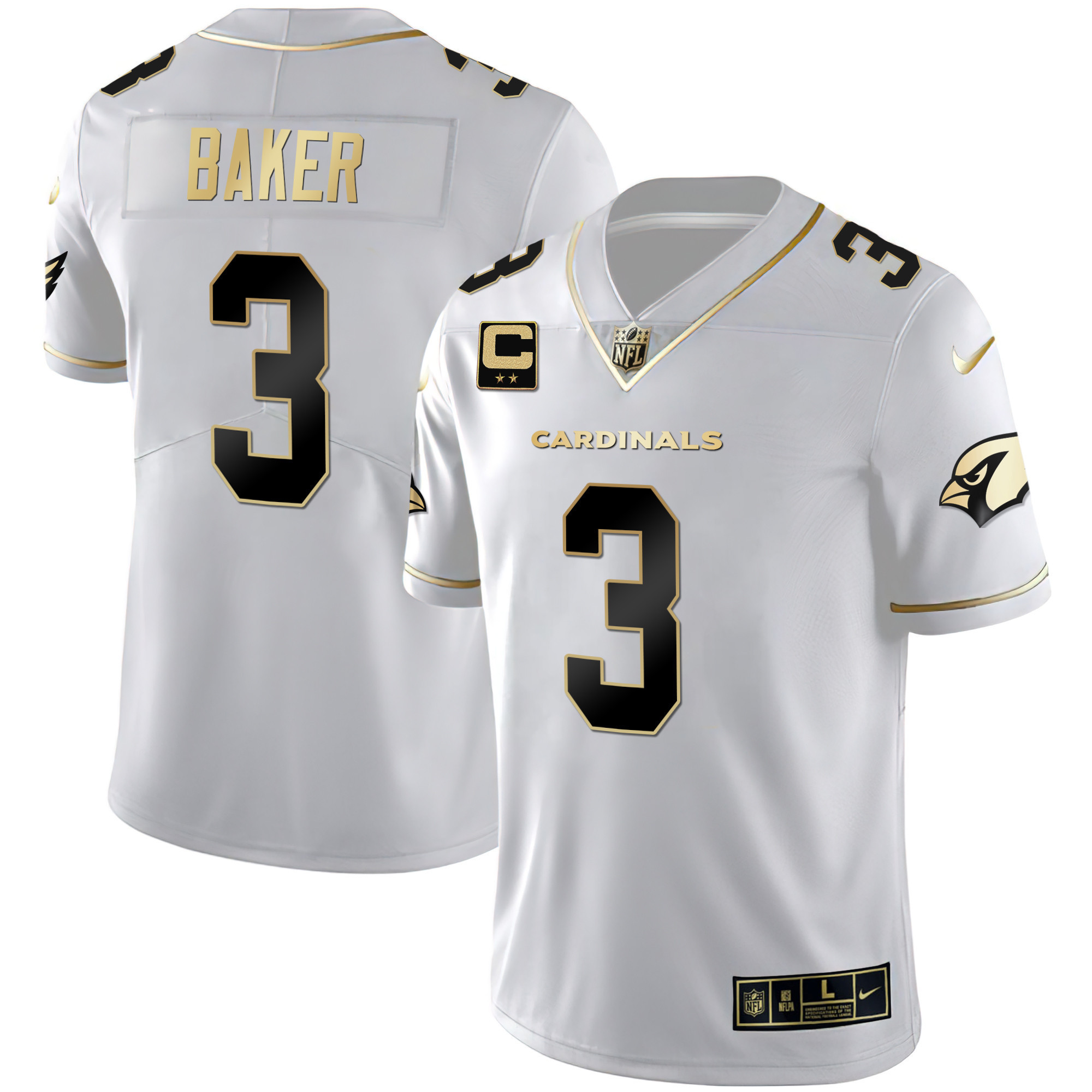 Budda Baker Men's Arizona Cardinals Black Gold & White Gold Vapor Limited White Gold Jersey - All Stitched