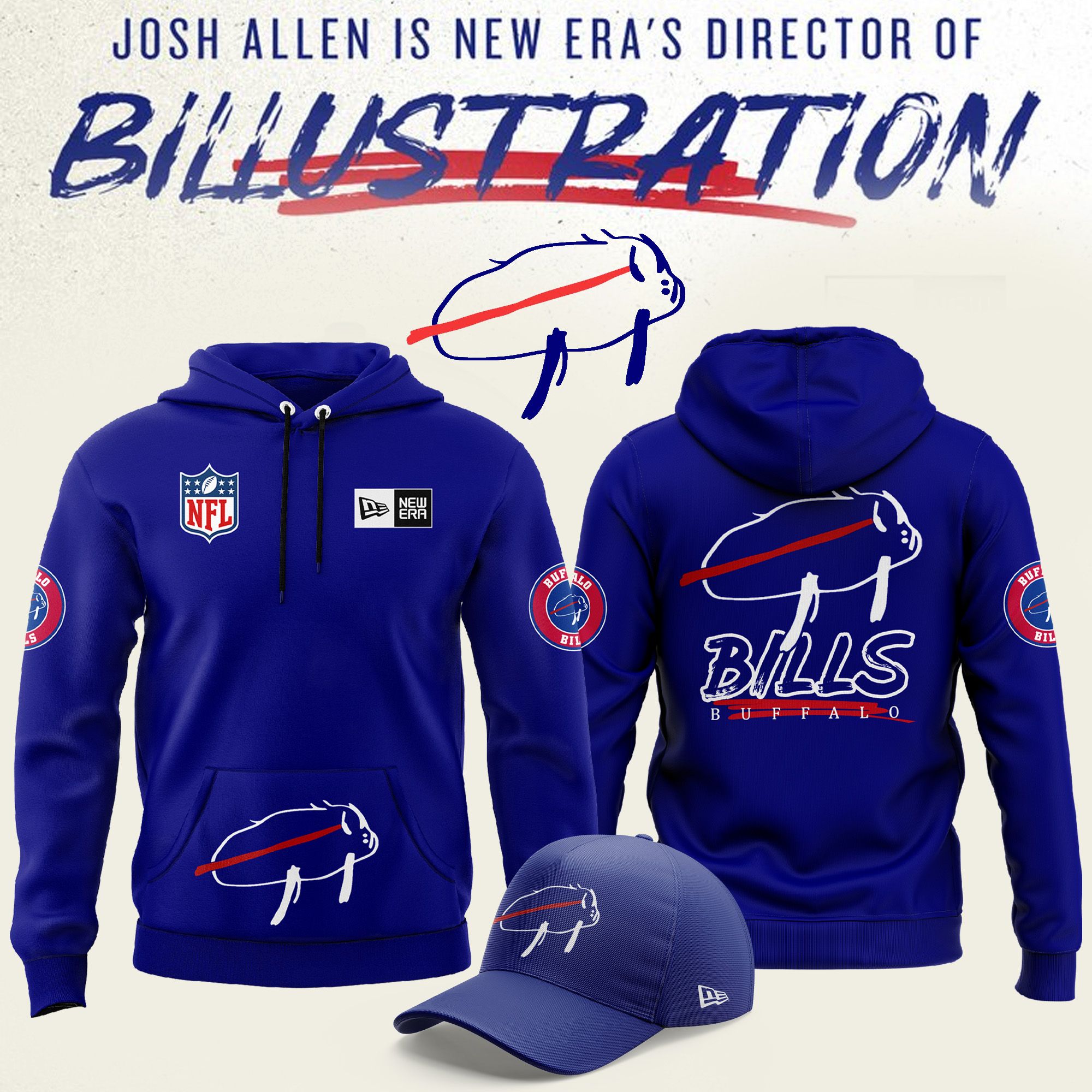 Buffalo Bills Blue Men's Fleece Hoodie