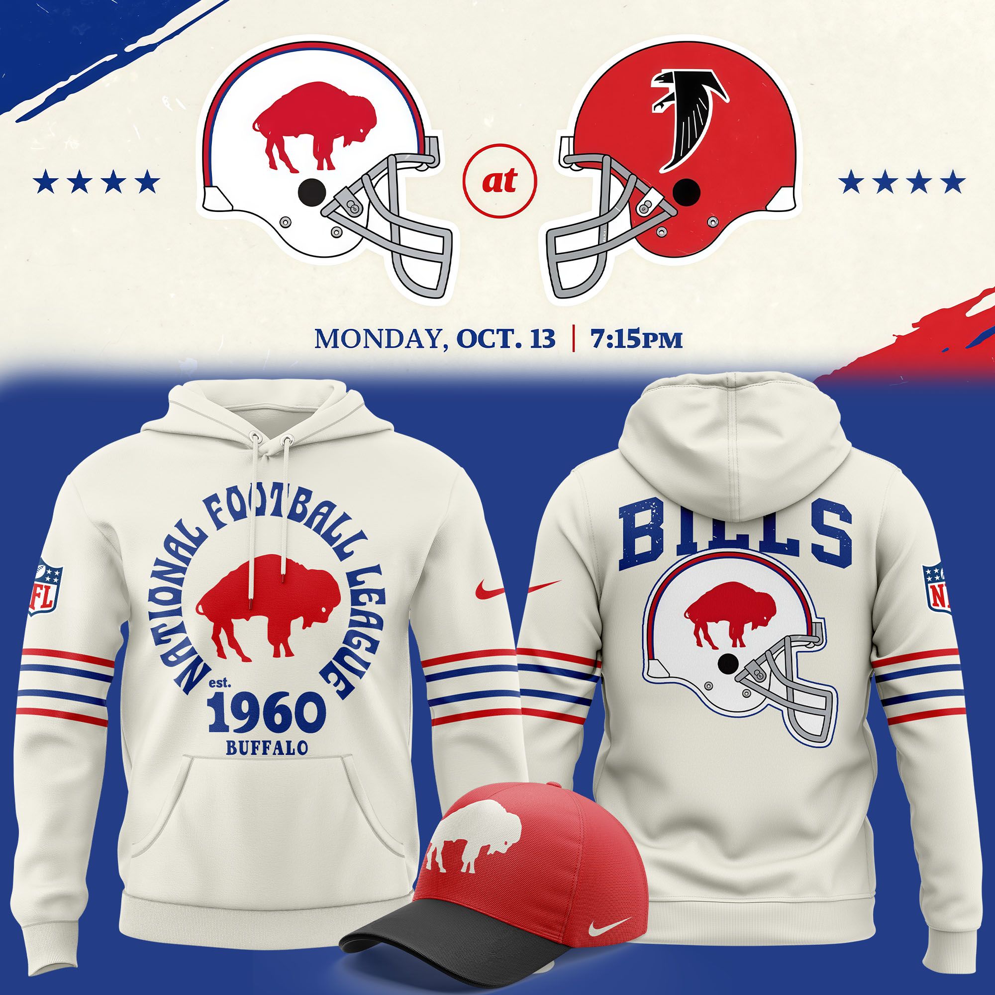 Buffalo Bills Nike Mens Tri-Blend Retro Hoodie