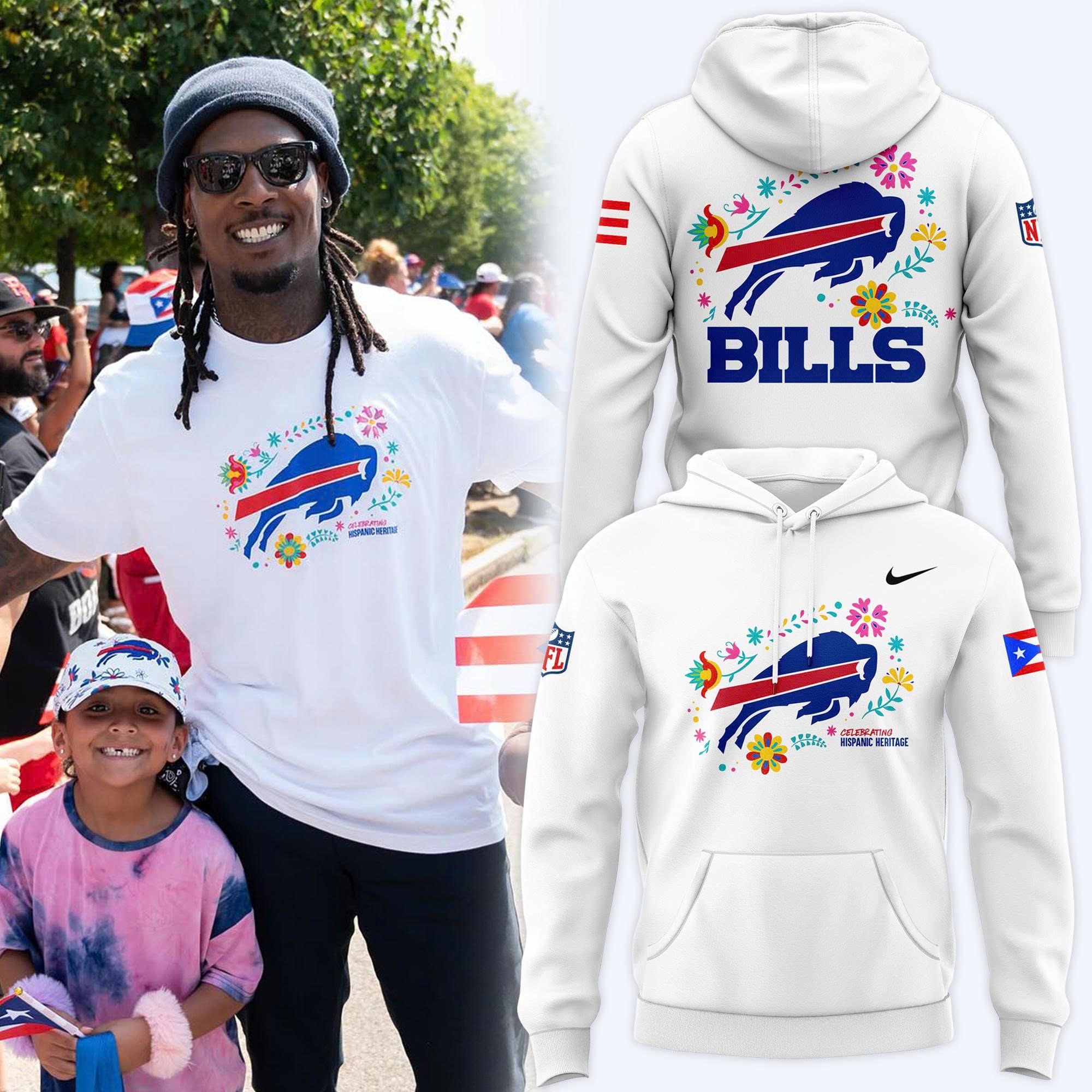 Buffalo Bills Puerto Rican Heritage White Fan Hoodie