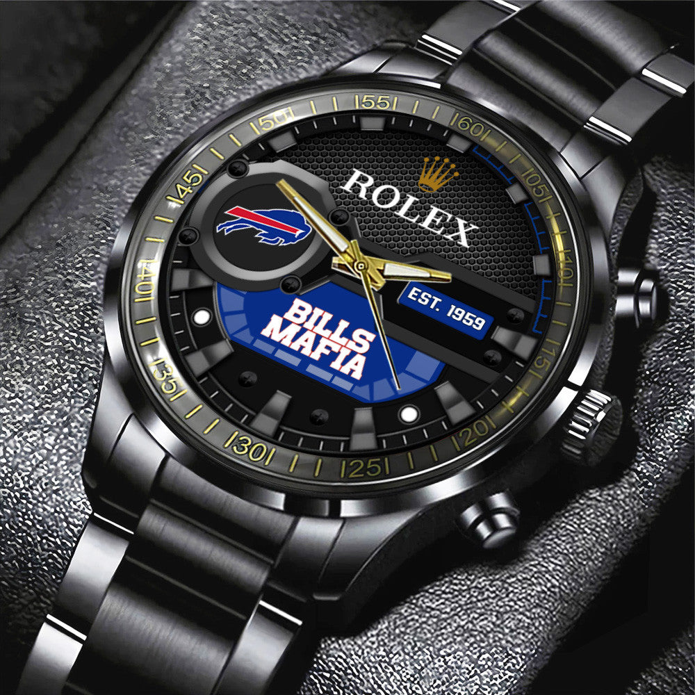 Buffalo Bills Rolex Black Stainless Steel Watch
