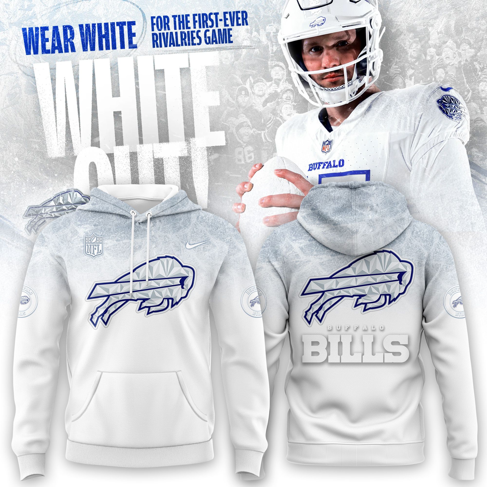 Buffalo Bills White Out Fan Pullover Hoodie