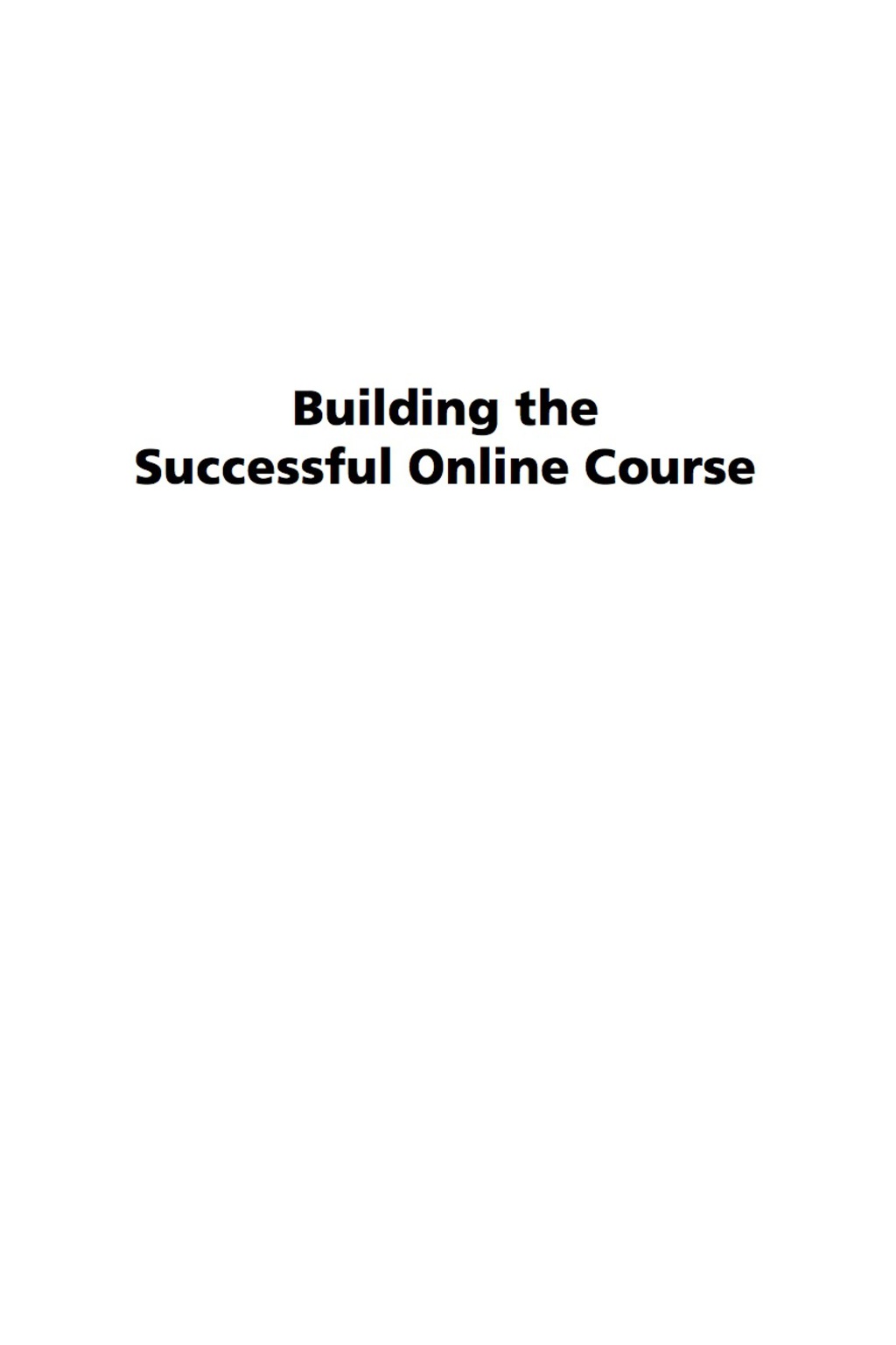 Building the Successful Online Course – PDF/EPUB Version Downloadable ...