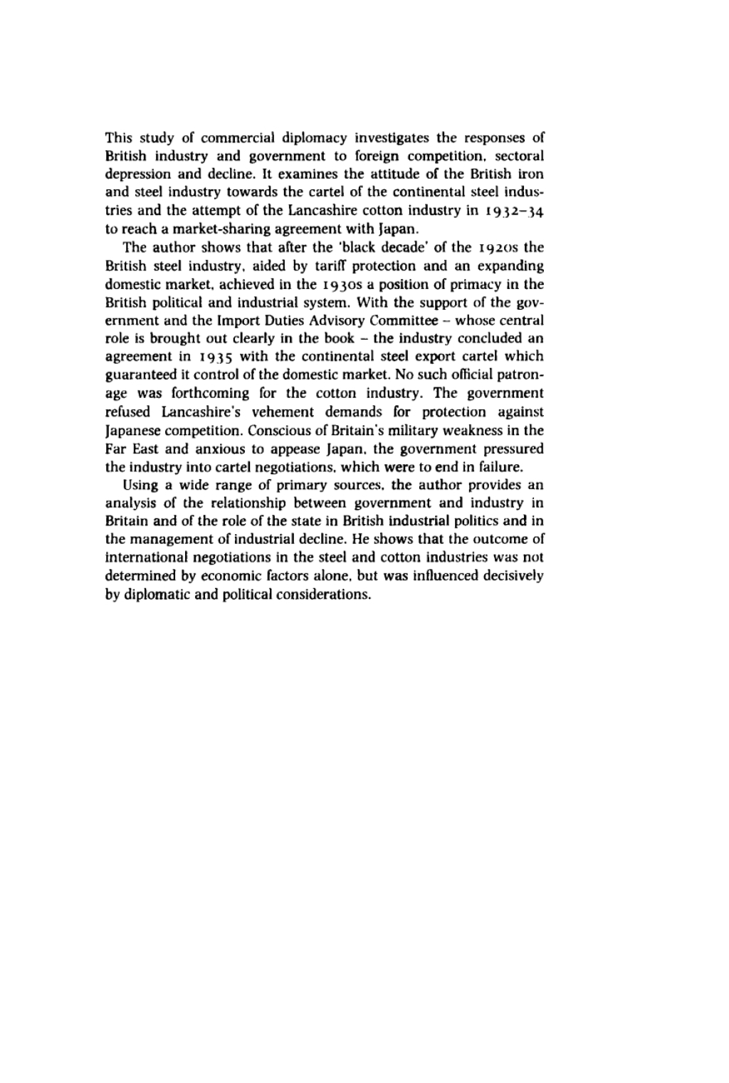 Business, Politics and International Relations Steel, Cotton and International Cartels in British Politics, 1924â€“1939 1st Edition â€“ PDF/EPUB Version Downloadable