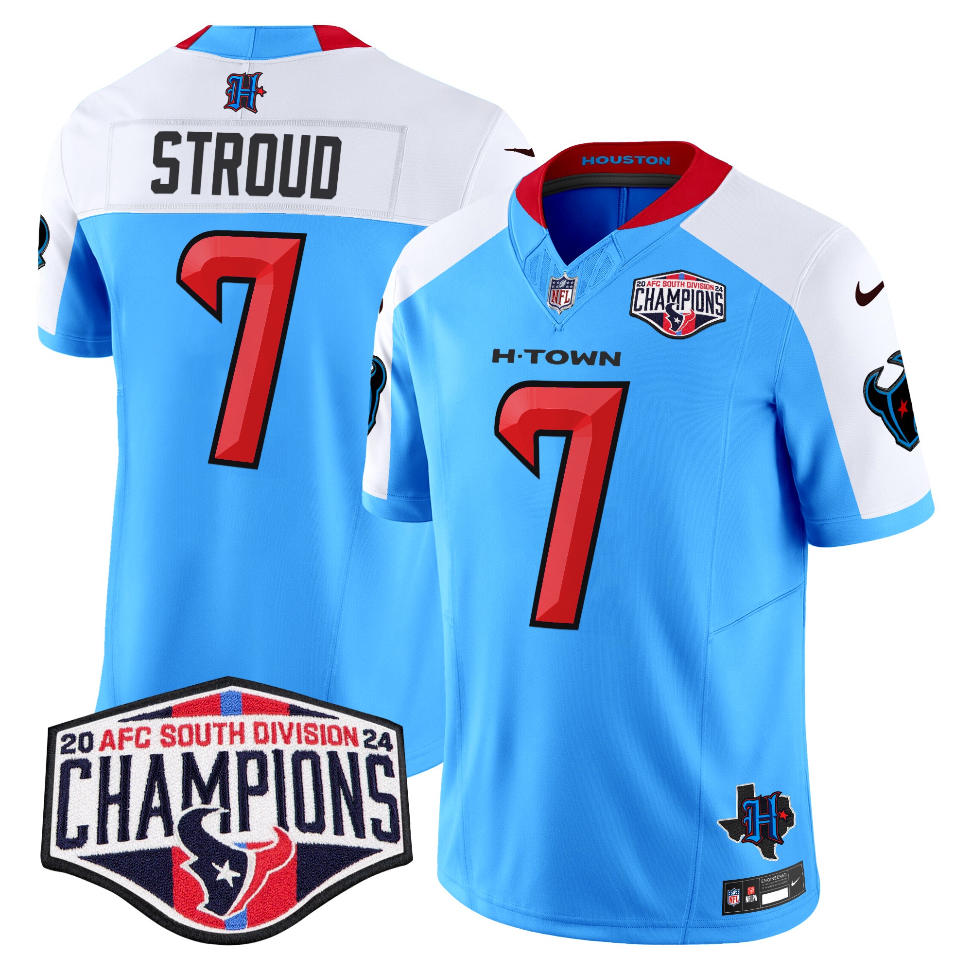 C.J. Stroud Men's Houston Texans 2024 AFC South Division Champions Patch Vapor Limited Blue Alternate Jersey - All Stitched