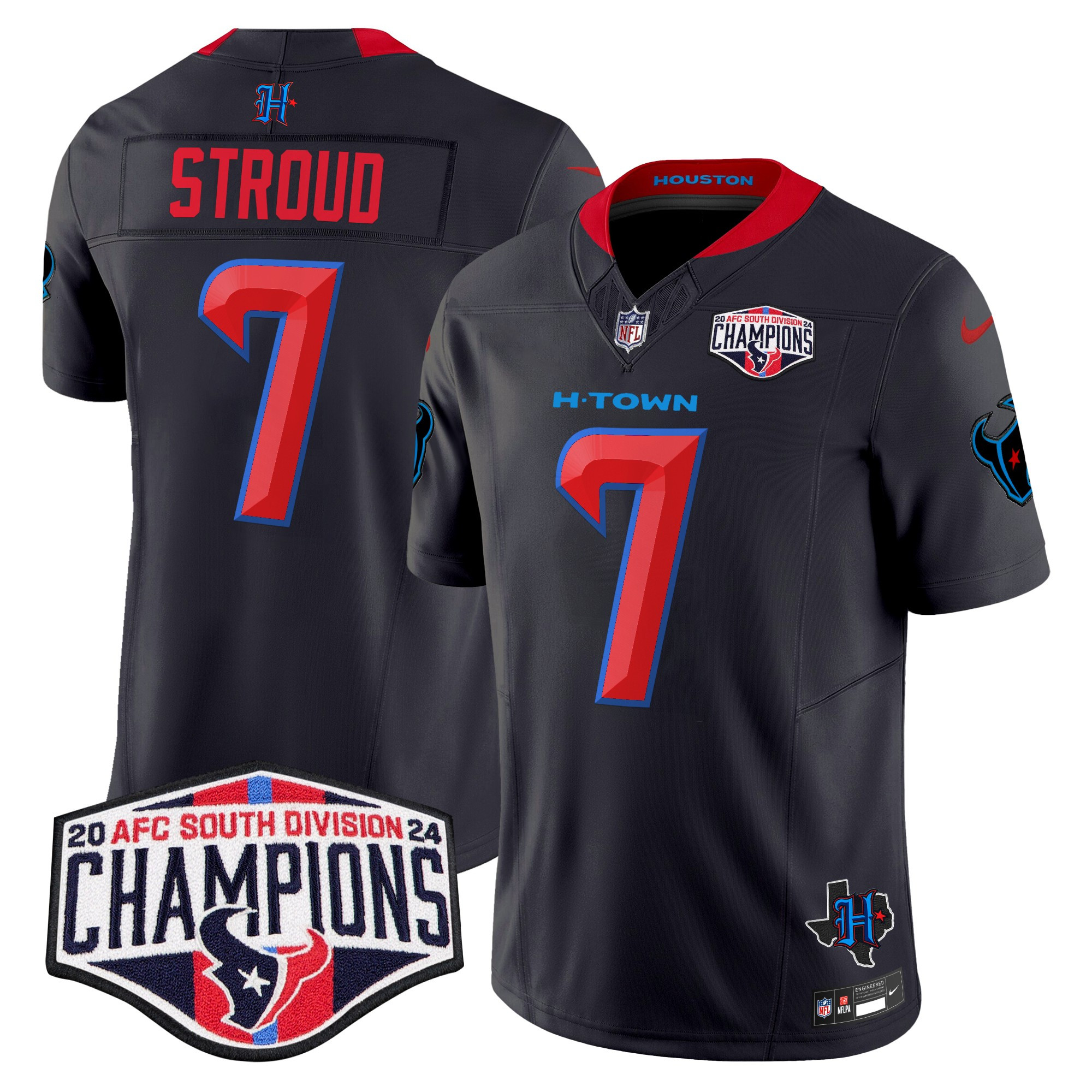 C.J. Stroud Men's Houston Texans 2024 AFC South Division Champions Patch Vapor Limited Navy Limited Jersey - All Stitched
