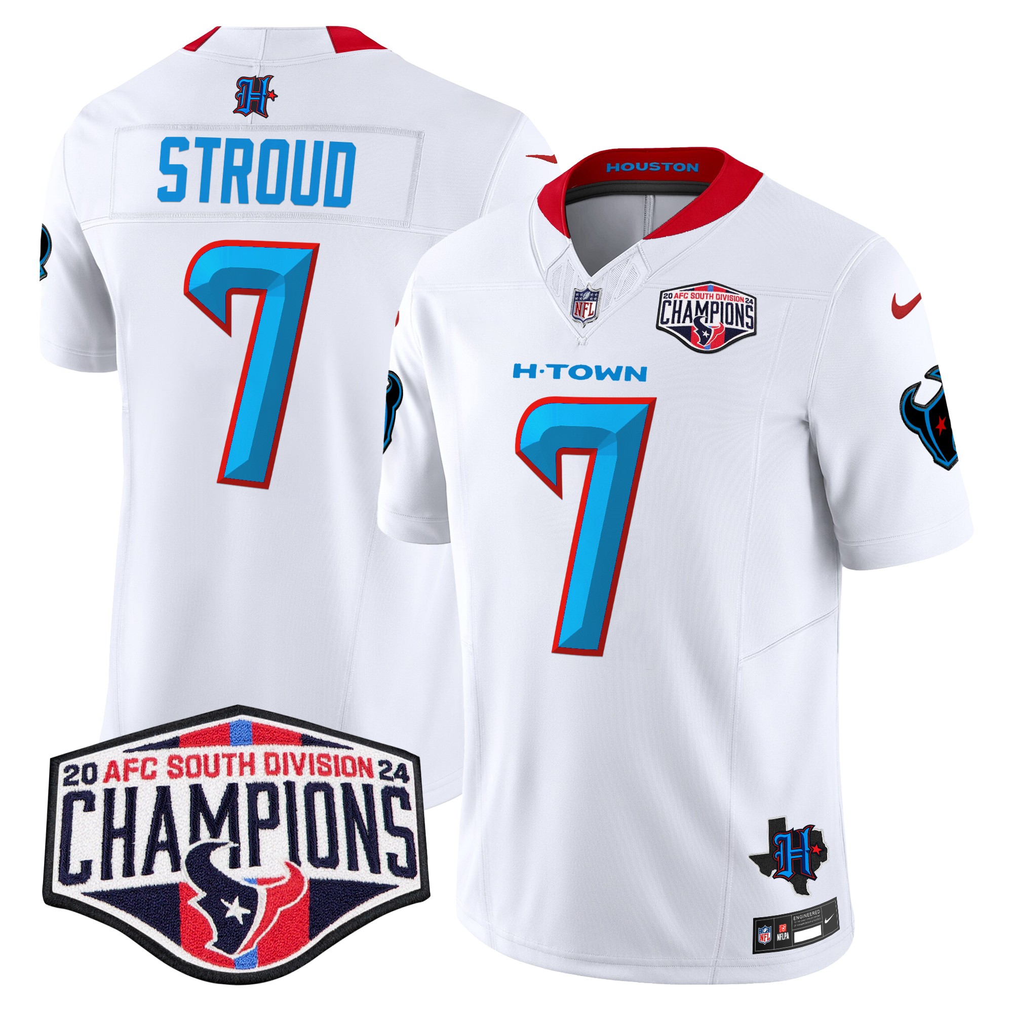 C.J. Stroud Men's Houston Texans 2024 AFC South Division Champions Patch Vapor Limited White Jersey - All Stitched