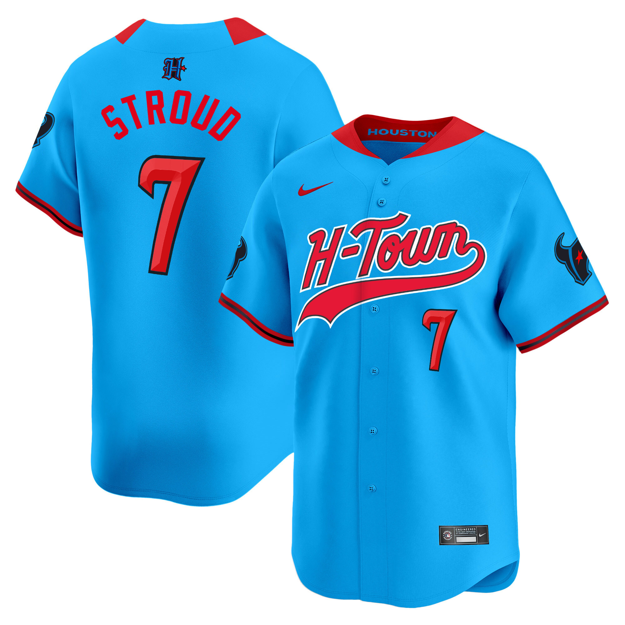C.J. Stroud Men's Houston Texans 2024 Baseball Blue Jersey - All Stitched