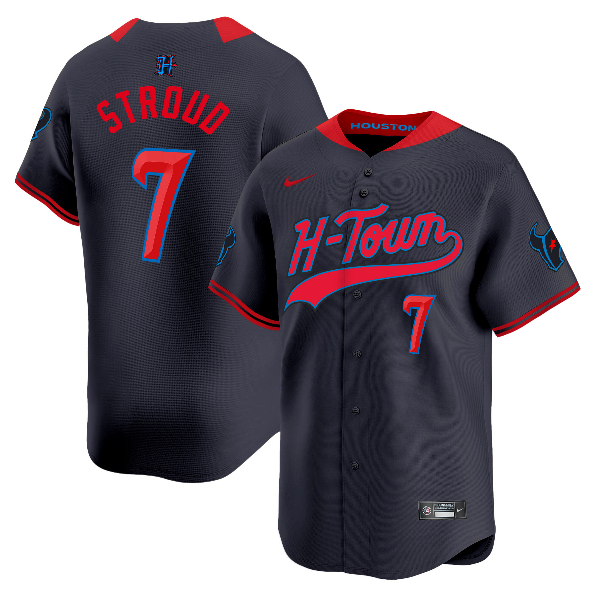 C.J. Stroud Men's Houston Texans 2024 Baseball Navy Limited Jersey - All Stitched