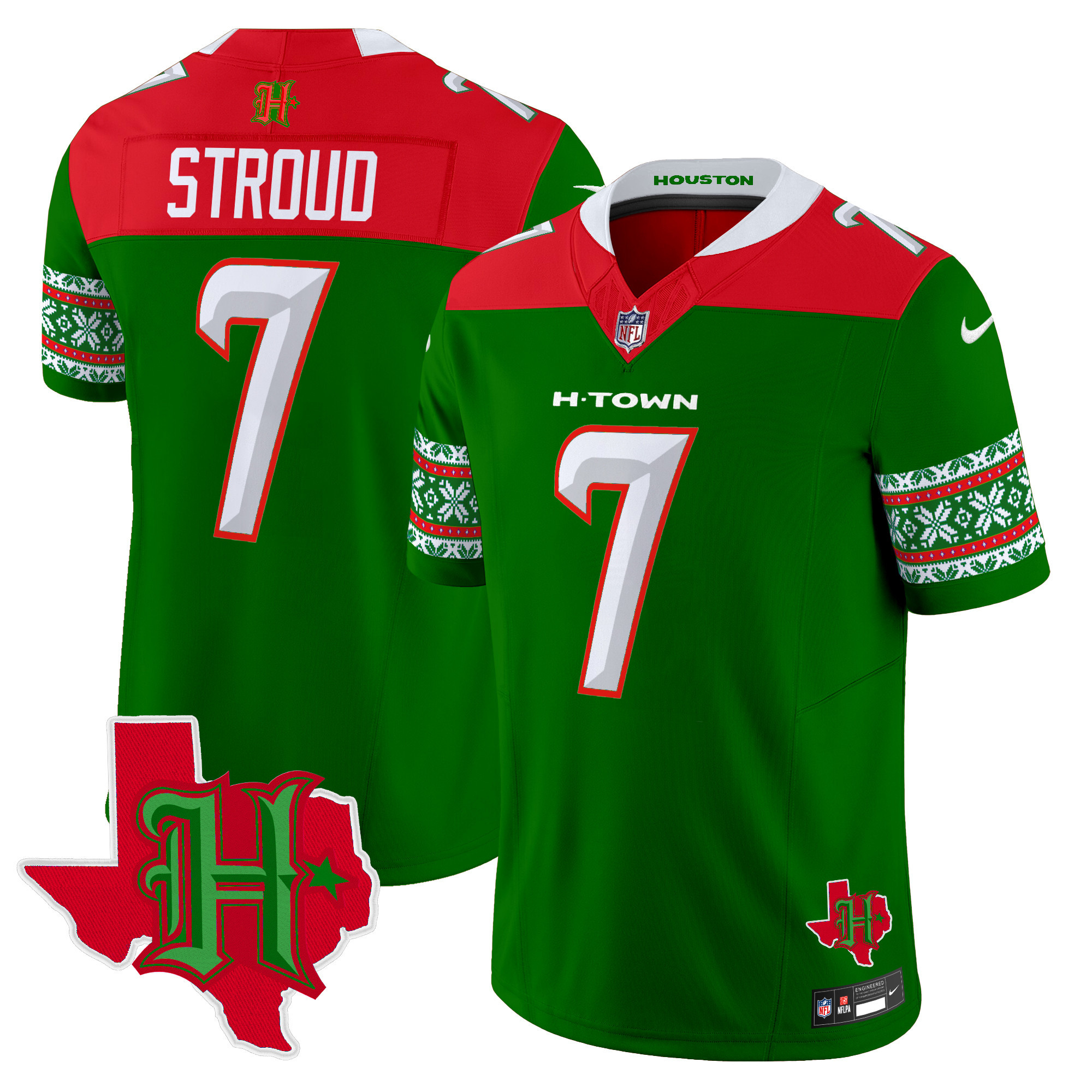 C.J. Stroud Men's Houston Texans 2024 Christmas Vapor Limited Green Jersey - All Stitched