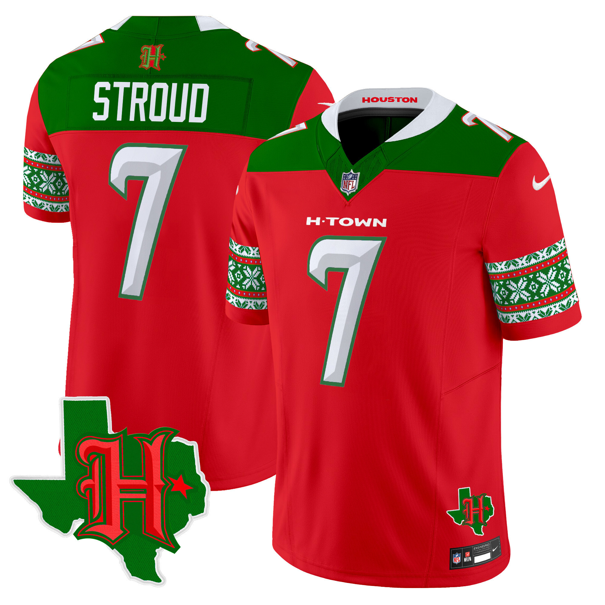 C.J. Stroud Men's Houston Texans 2024 Christmas Vapor Limited Red Jersey - All Stitched