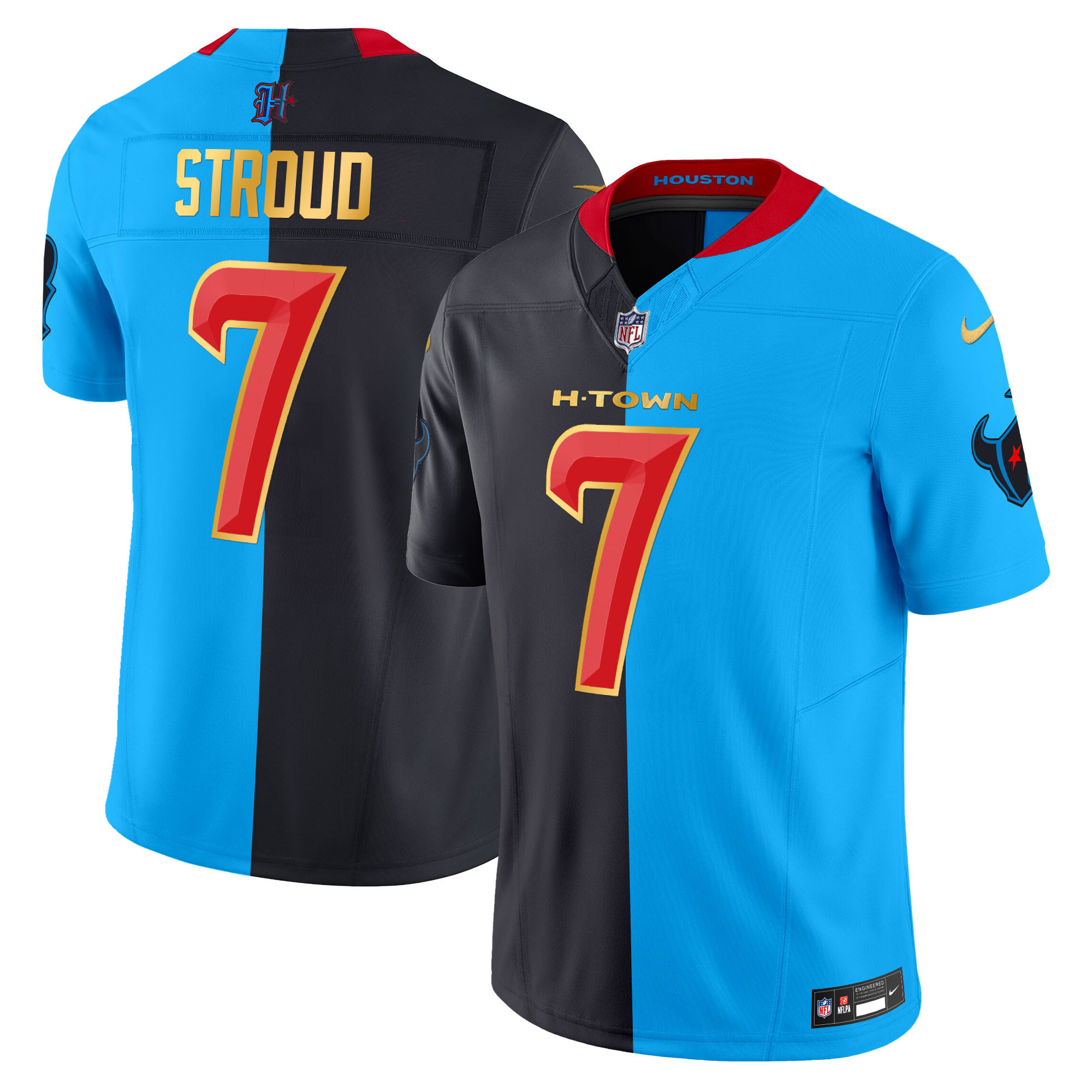 C.J. Stroud Men's Houston Texans 2024 Gold Trim Vapor Limited Split Jersey - All Stitched