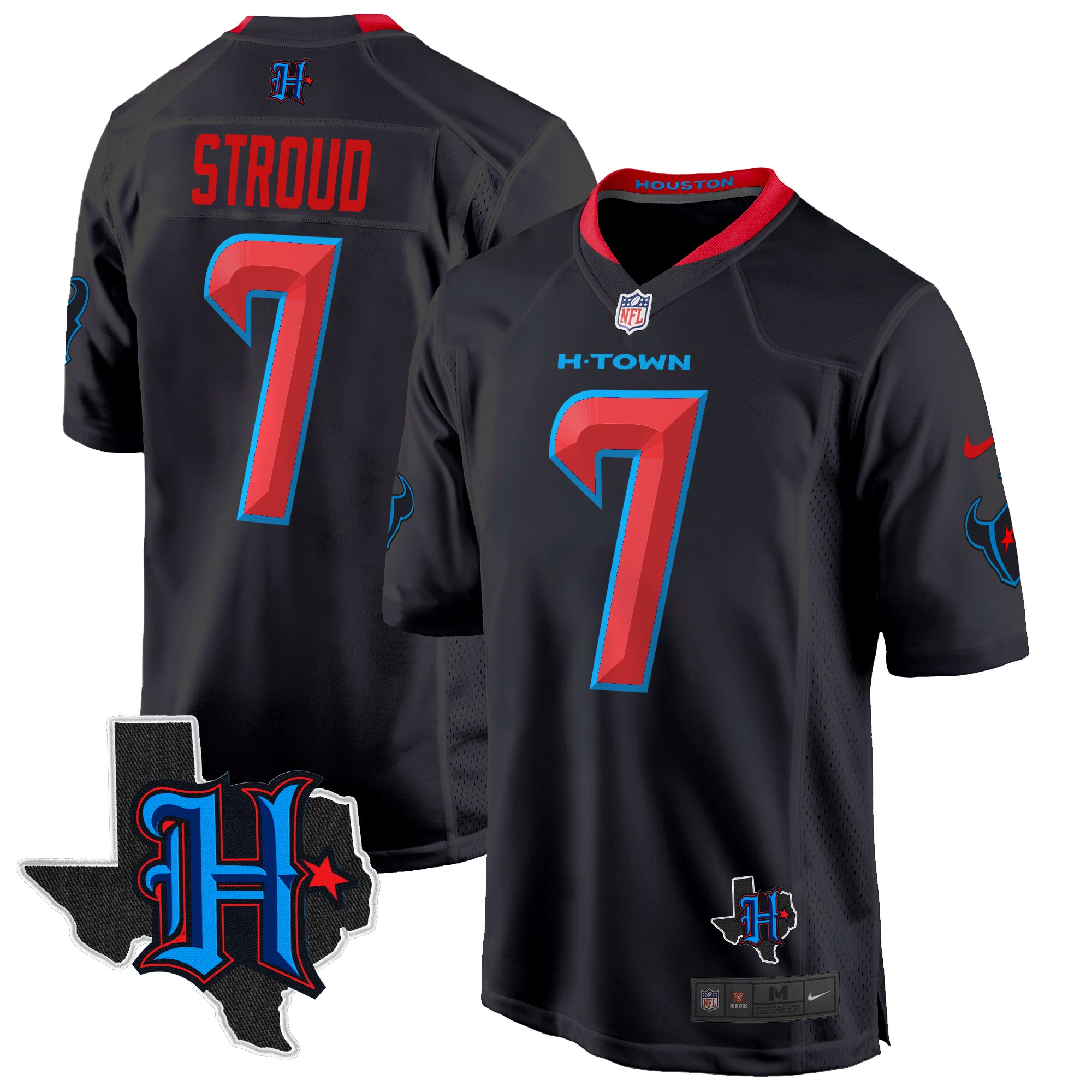 C.J. Stroud Men's Houston Texans 2024 Texas Patch Game Navy Limited Jersey - All Stitched
