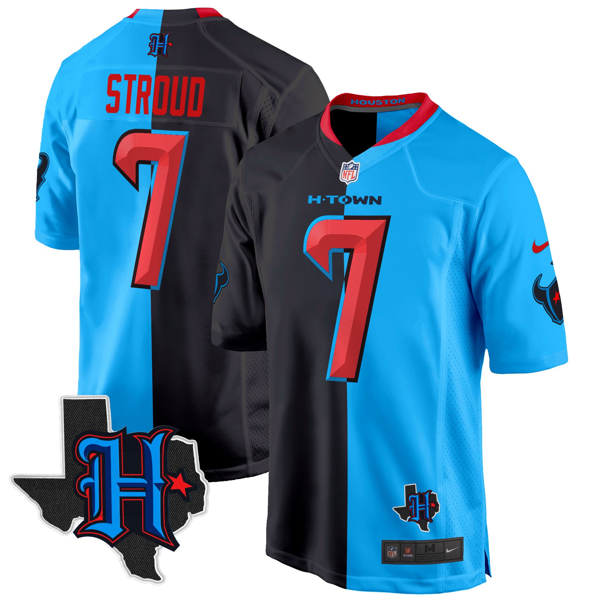 C.J. Stroud Men's Houston Texans 2024 Texas Patch Game Split Jersey - All Stitched