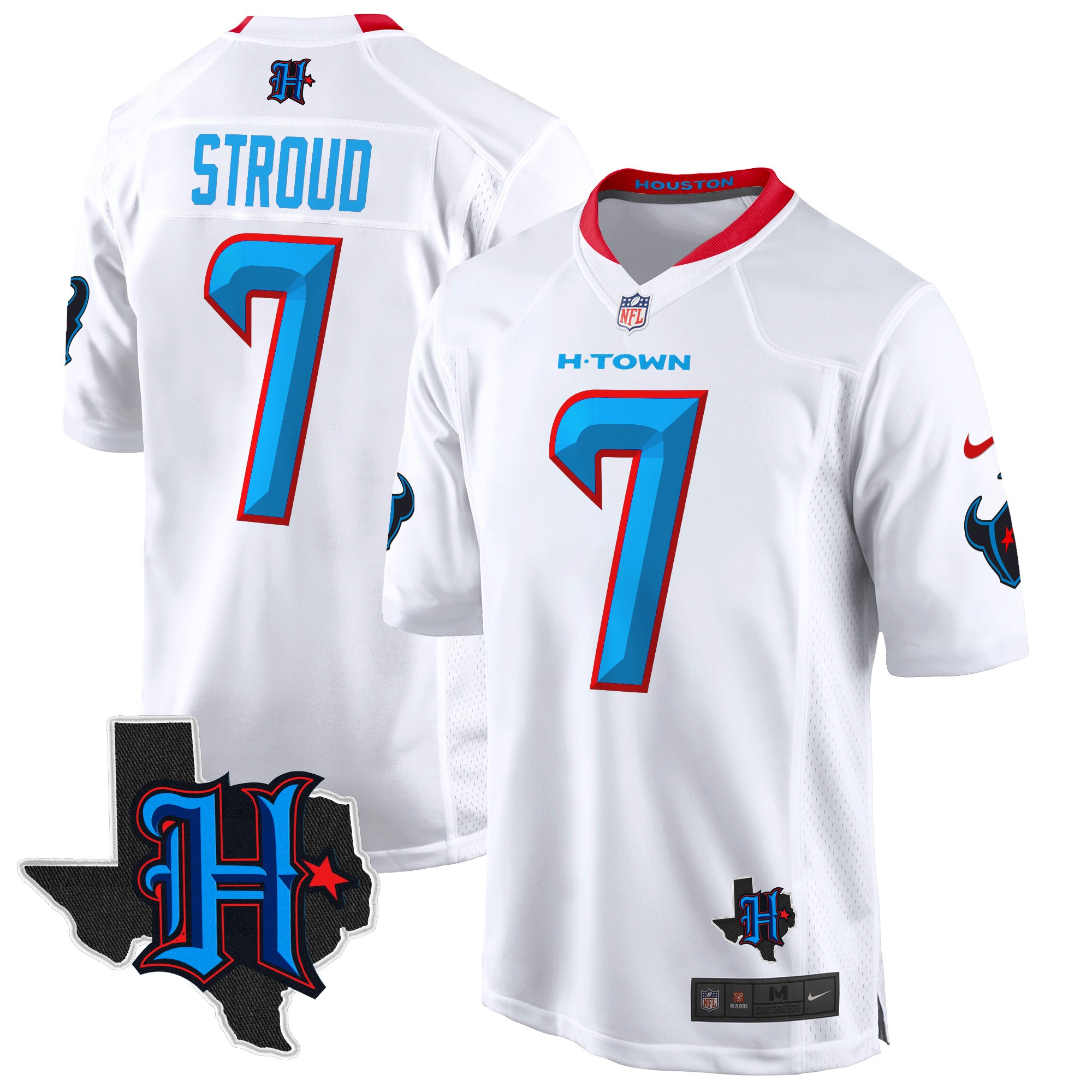 C.J. Stroud Men's Houston Texans 2024 Texas Patch Game White Jersey - All Stitched