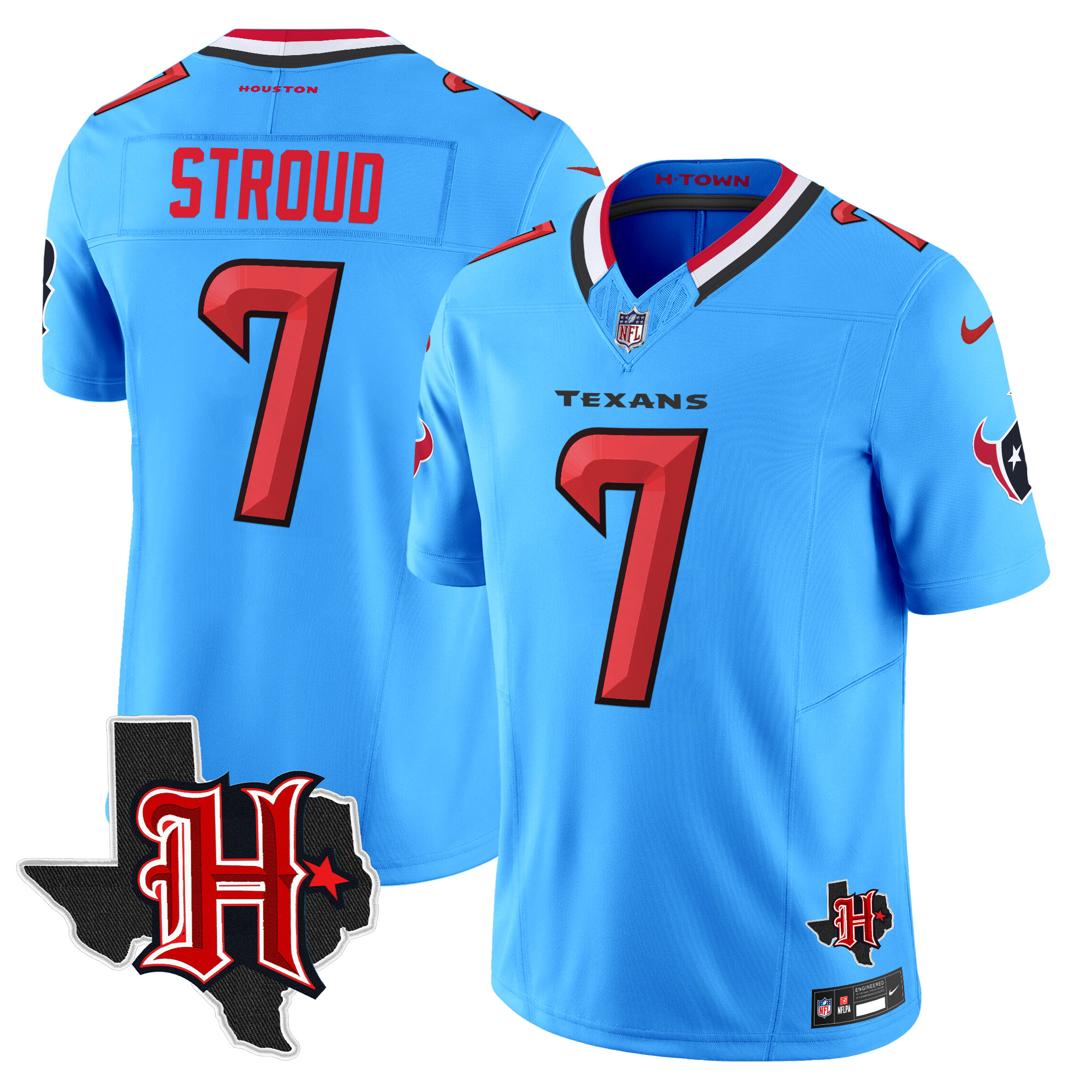 C.J. Stroud Men's Houston Texans 2024 Texas Patch Vapor Limited Blue Jersey - All Stitched