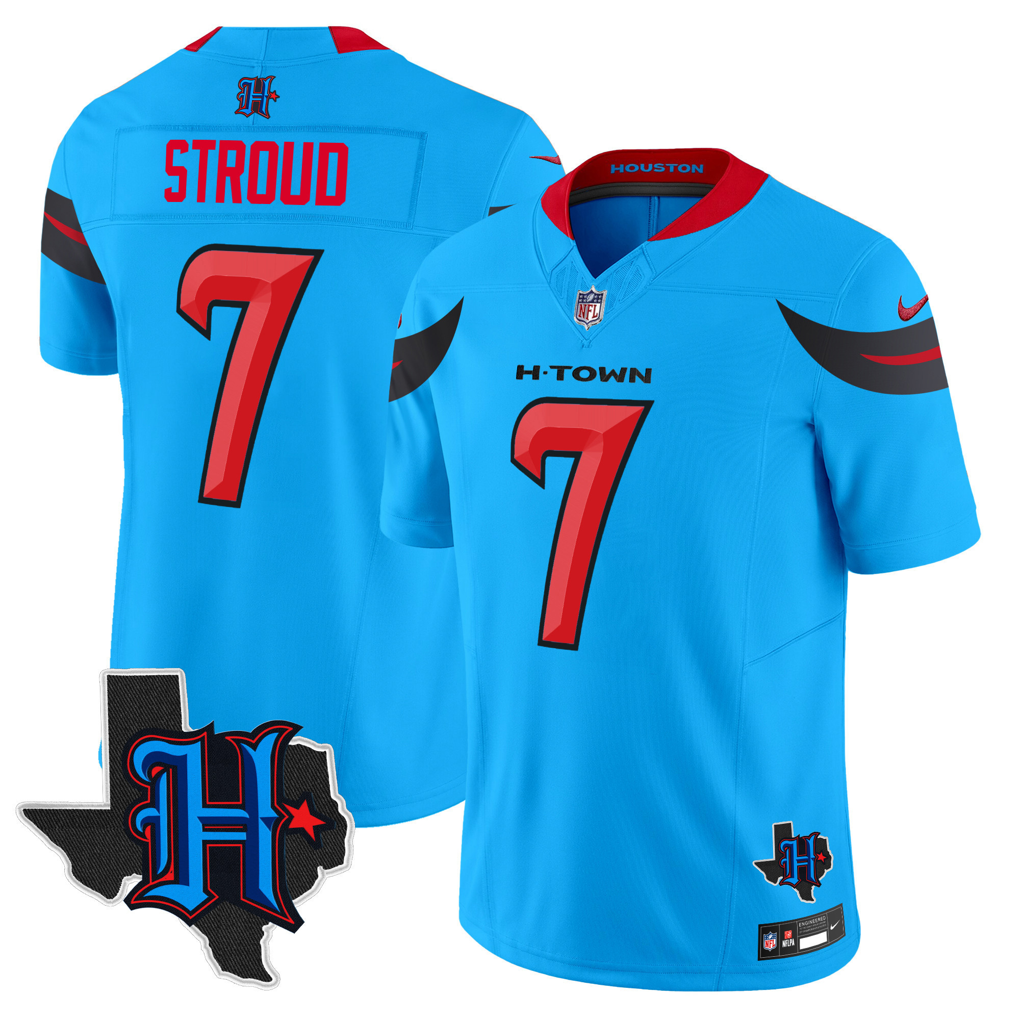 C.J. Stroud Men's Houston Texans 2024 Texas Patch Vapor Limited Blue Jersey - All Stitched